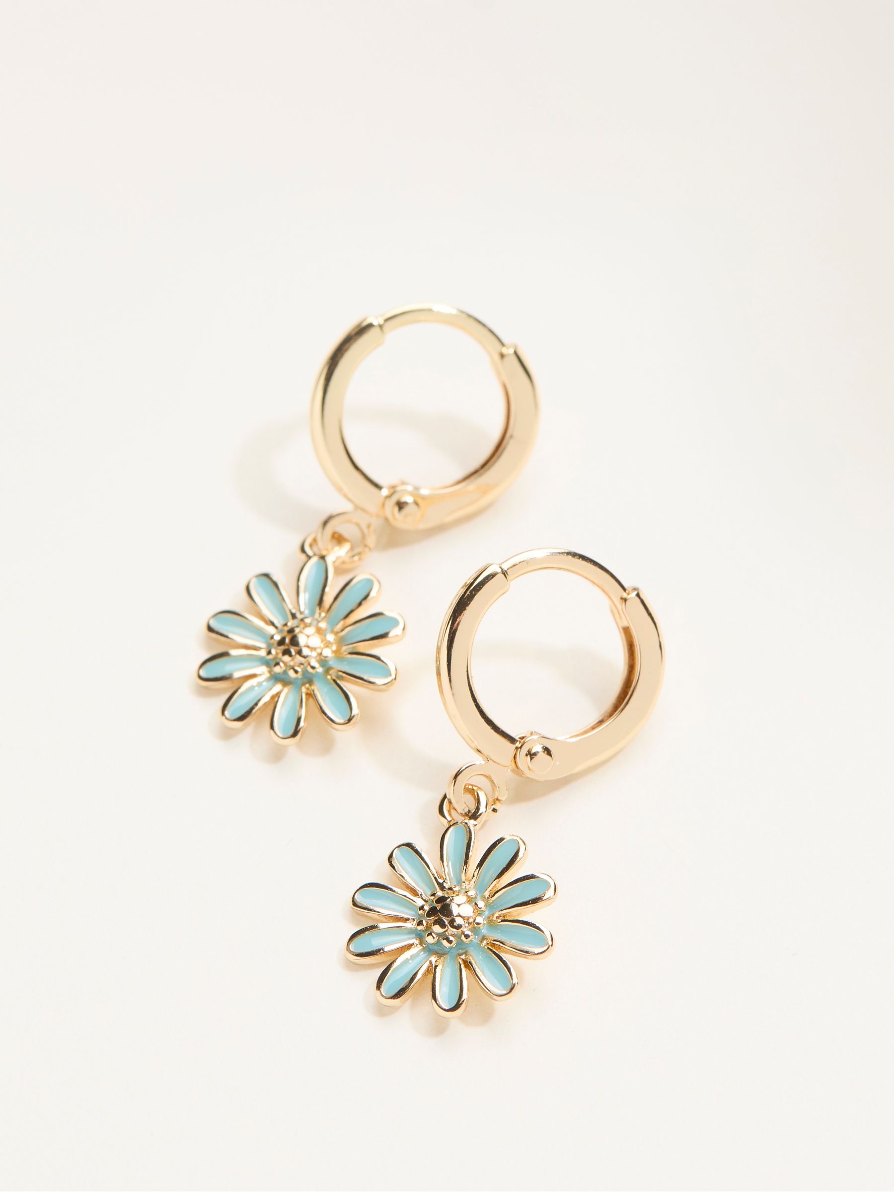 Green Daisy Drop Hoop Earrings - Image 2 of 2
