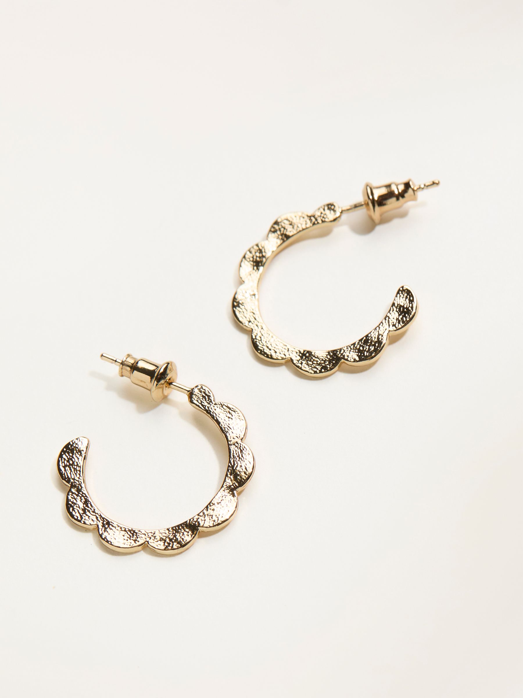 Gold Tone Scallop Hoop Earrings - Image 2 of 2