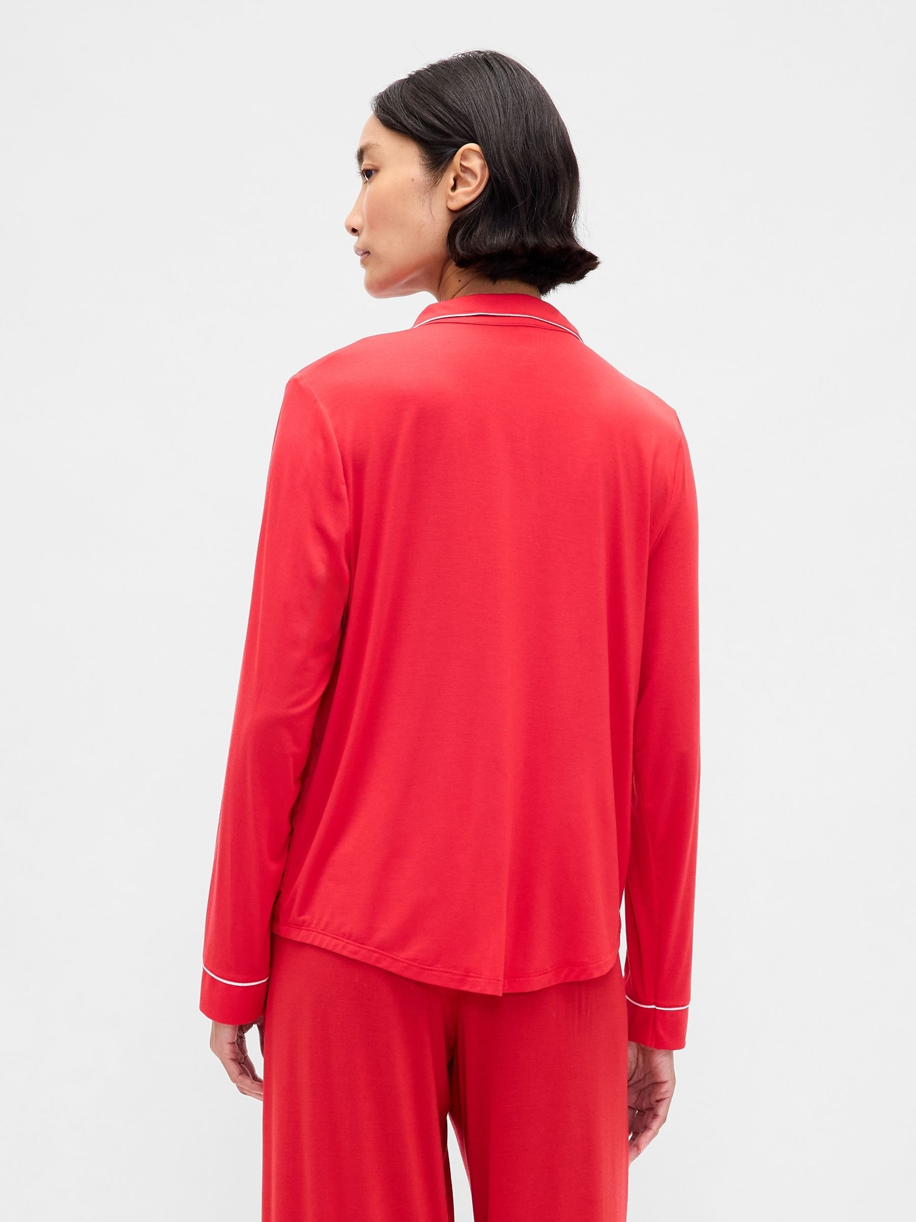 Red Modal Pyjama Shirt - Image 2 of 3