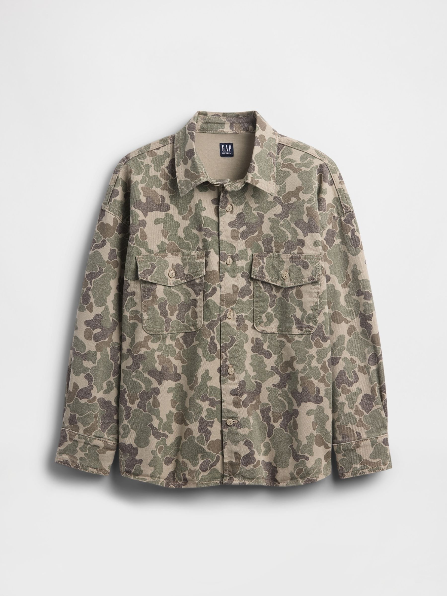Green Relaxed Camo Denim Shirt (4-13yrs) - Image 4 of 5