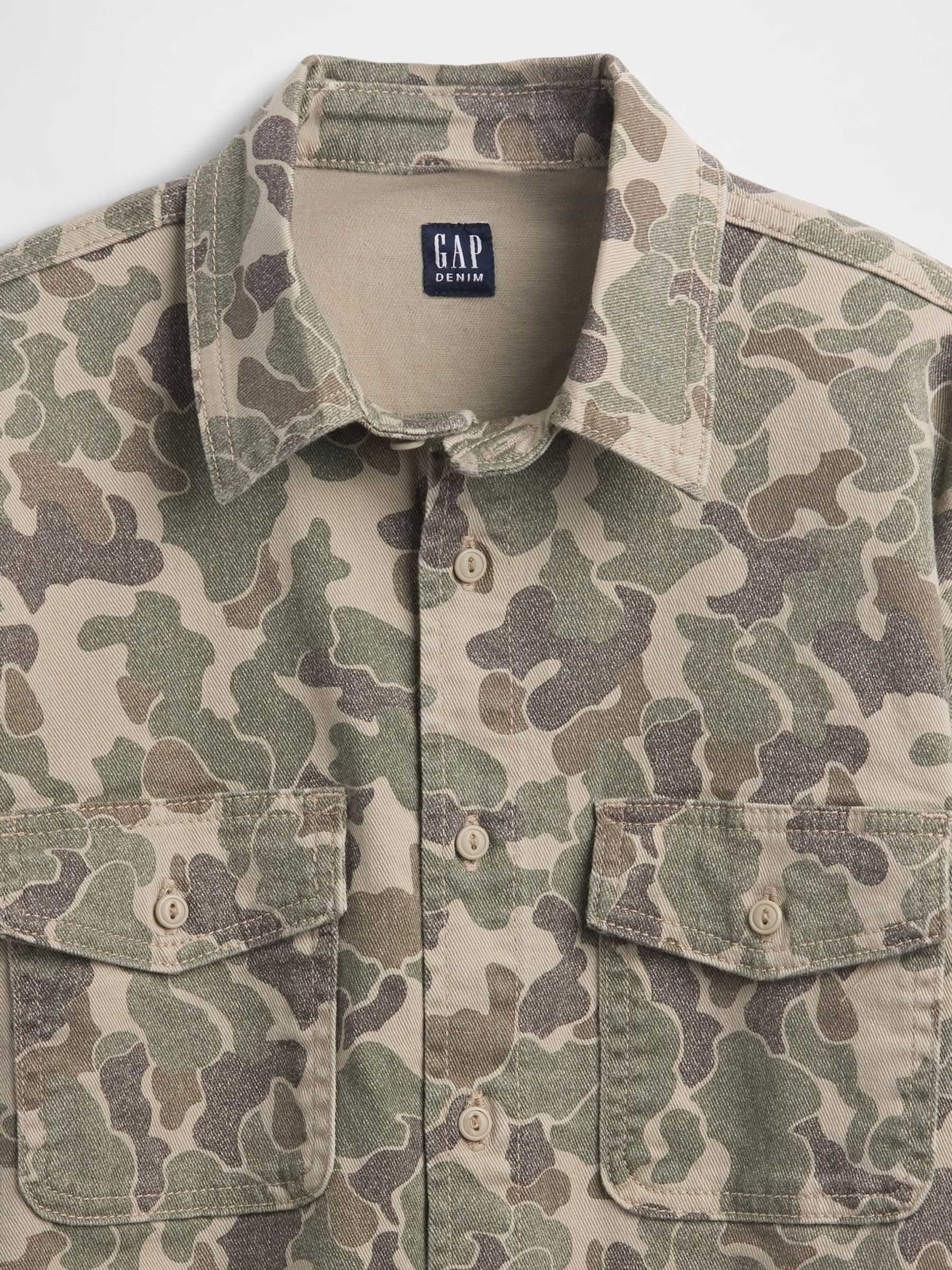 Green Relaxed Camo Denim Shirt (4-13yrs) - Image 5 of 5