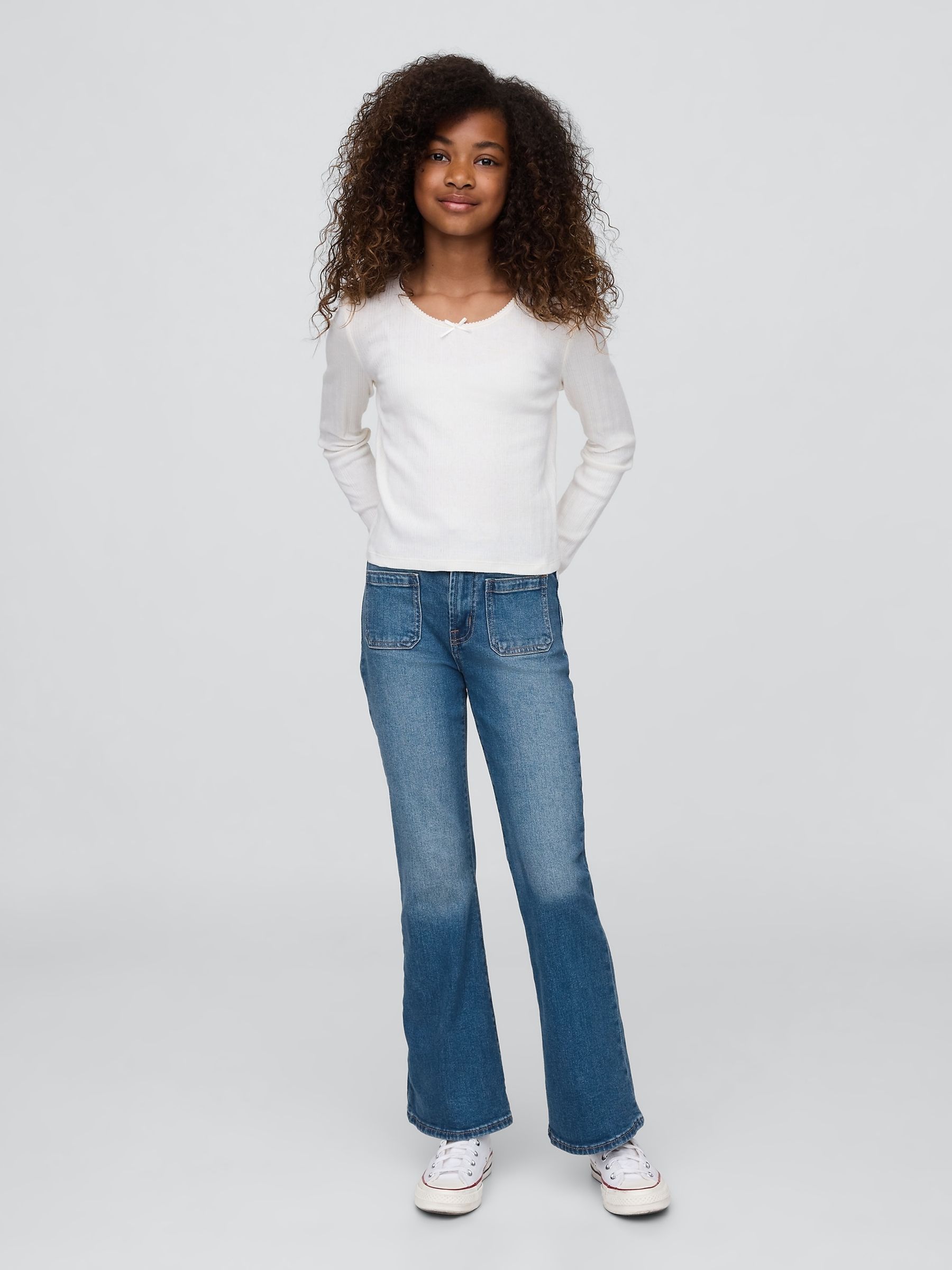 Blue High Rise 70s Flare Jeans (5-13yrs) - Image 3 of 6