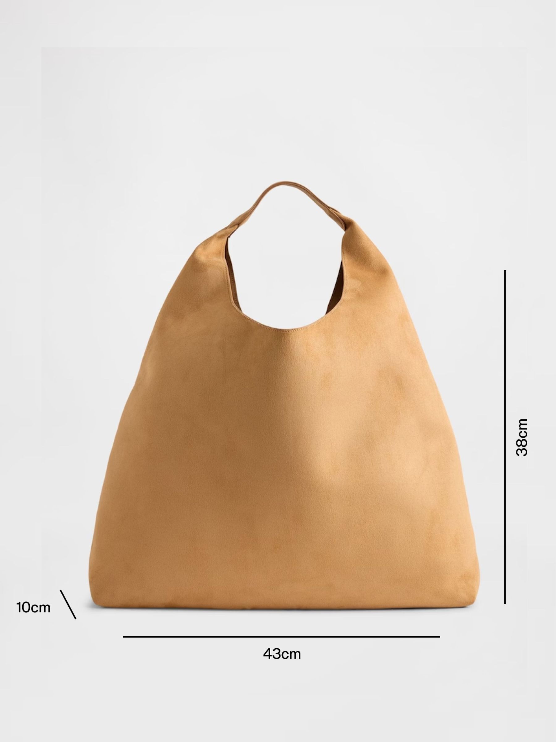 Brown Faux Suede Slouchy Tote Bag - Image 4 of 4