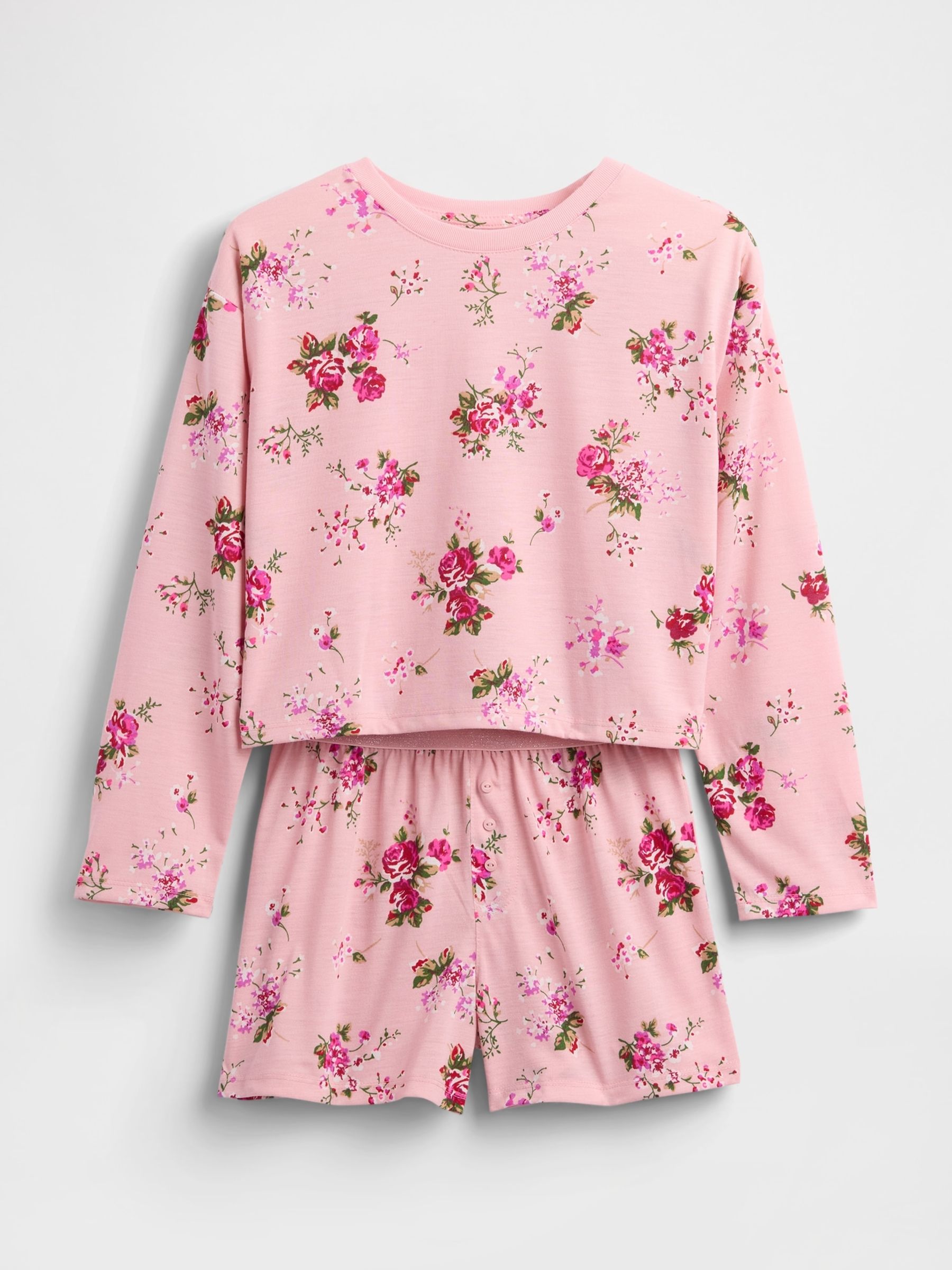 Pink Floral Pyjama Shorts Set (6-13yrs) - Image 1 of 3