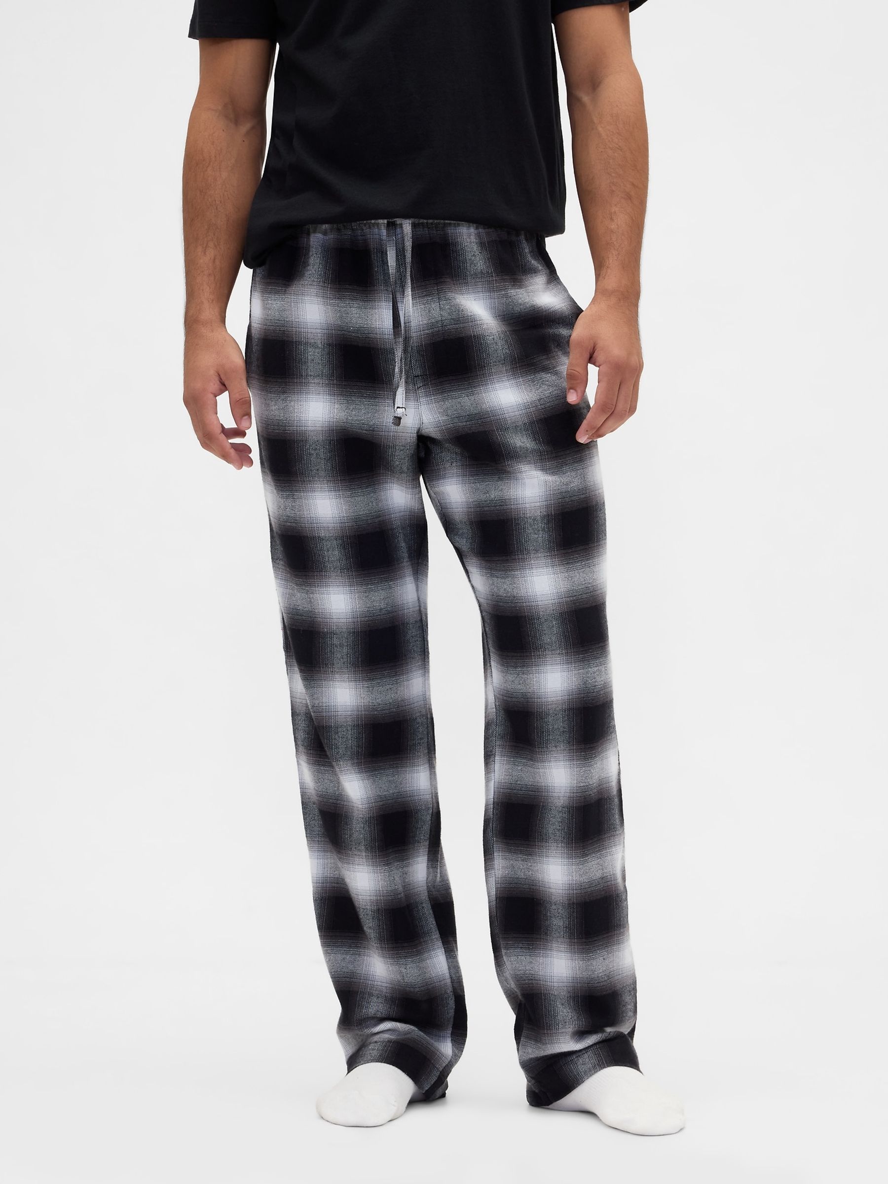 Black Relaxed Flannel Pyjama Trousers - Image 1 of 4