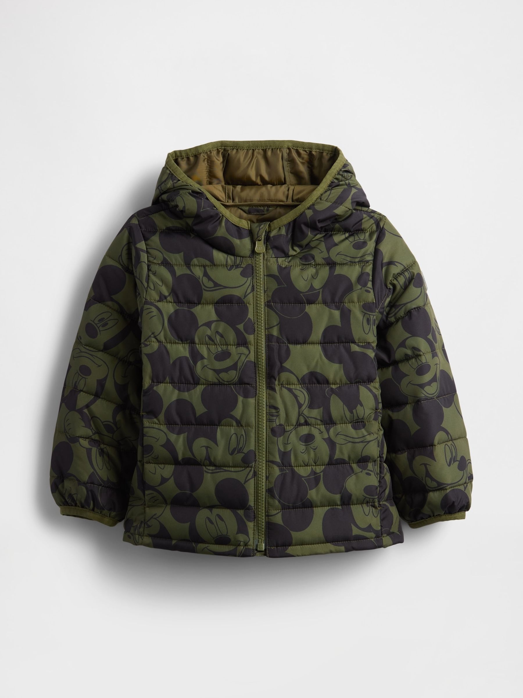 Dark Green Disney Mickey Mouse Cold Control Puffer Jacket (6mths-5yrs) - Image 1 of 3