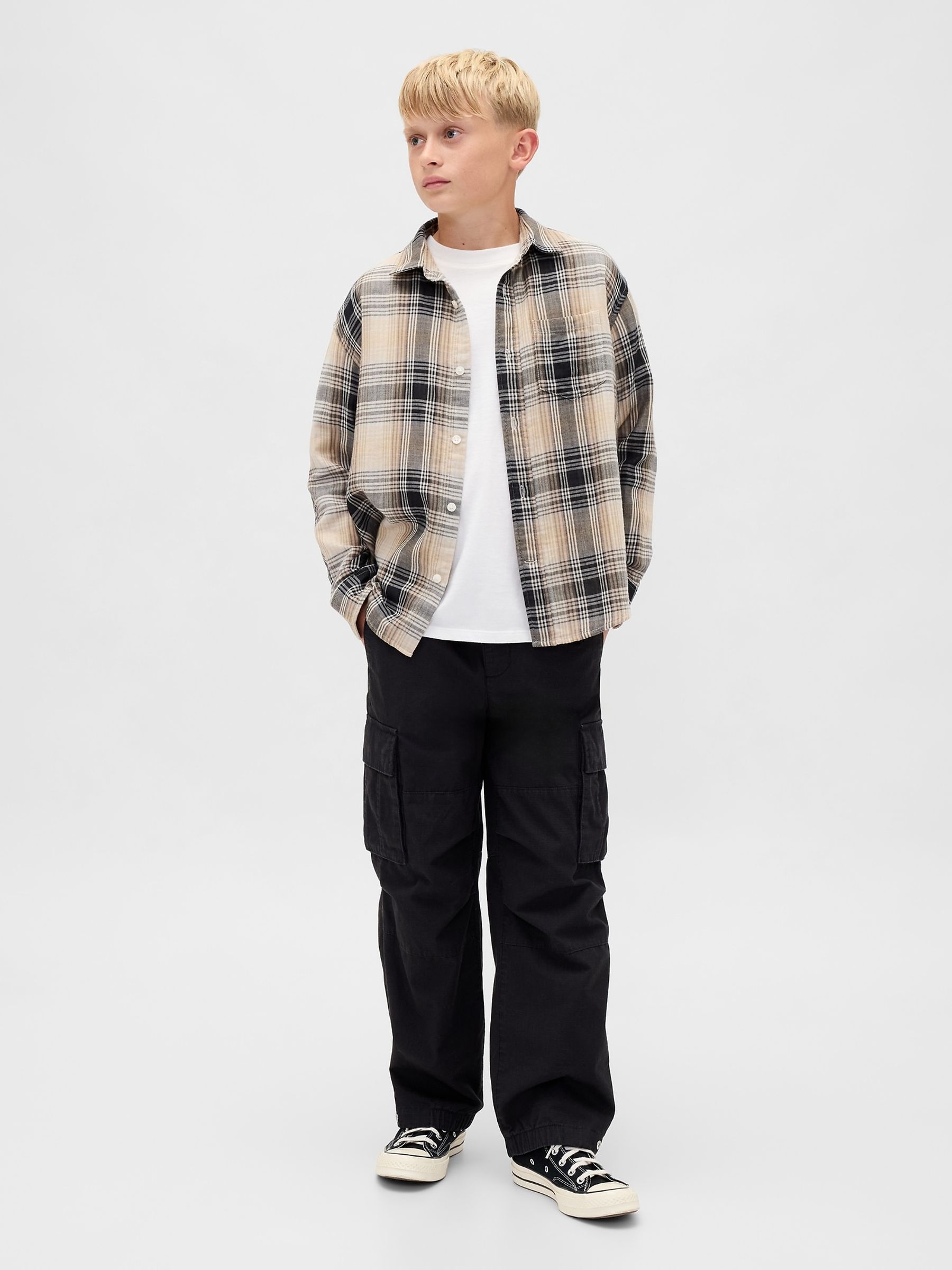 Beige Relaxed Check Shirt (4-13yrs) - Image 3 of 6