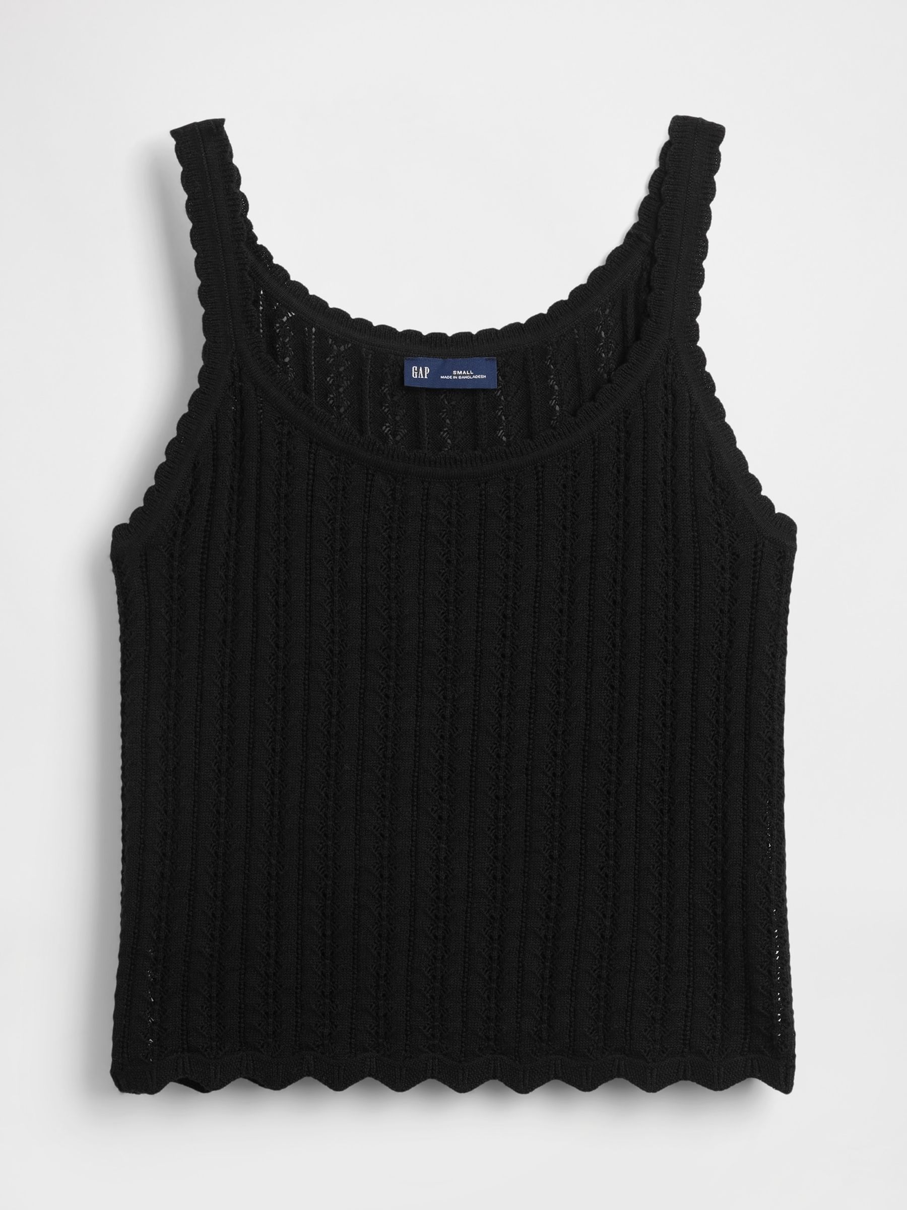 Black Pointelle Vest Top - Image 1 of 2 Black Pointelle Vest Top - Image 1 of 2