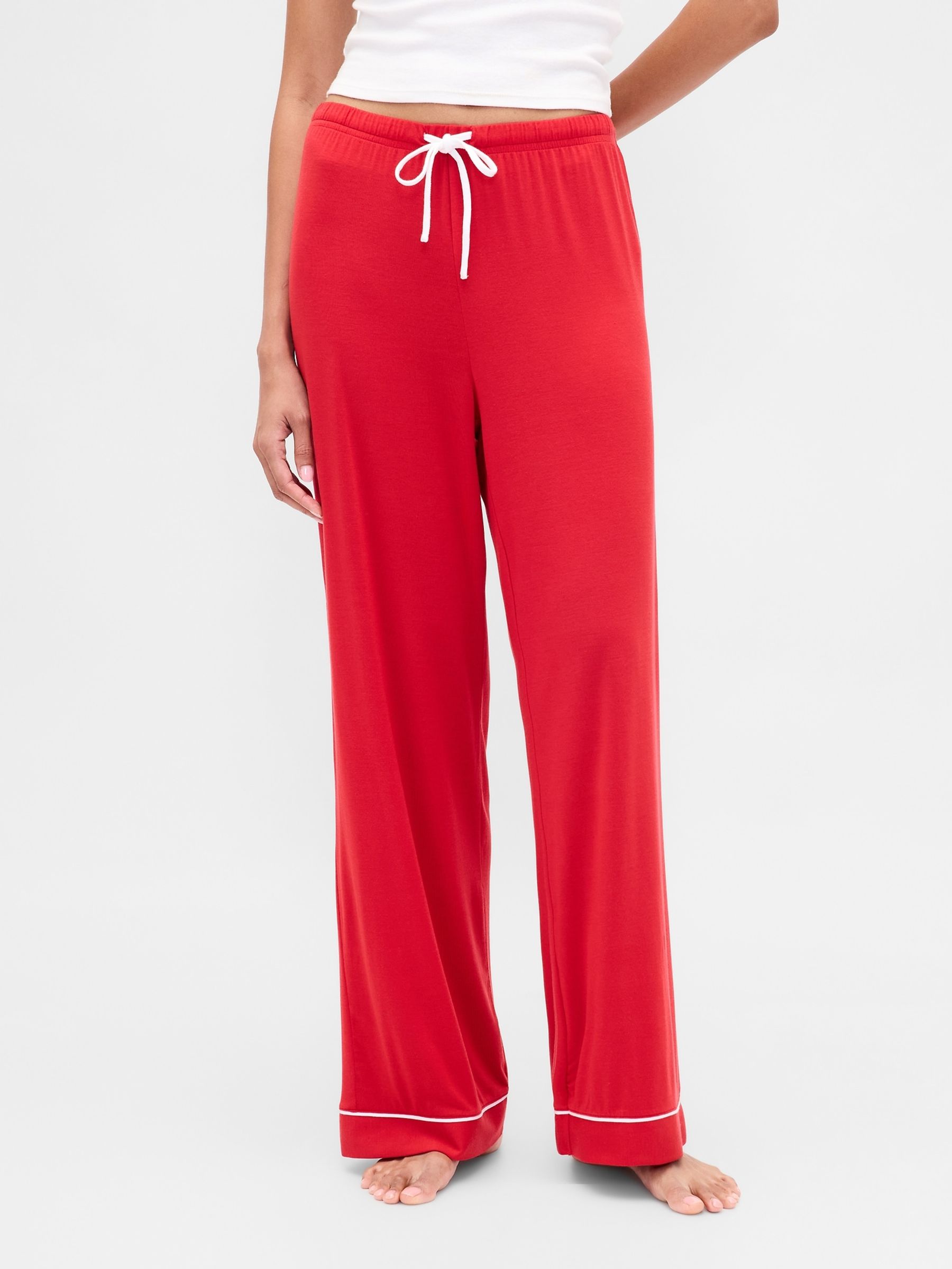 Red Modal Pyjama Trousers - Image 1 of 5