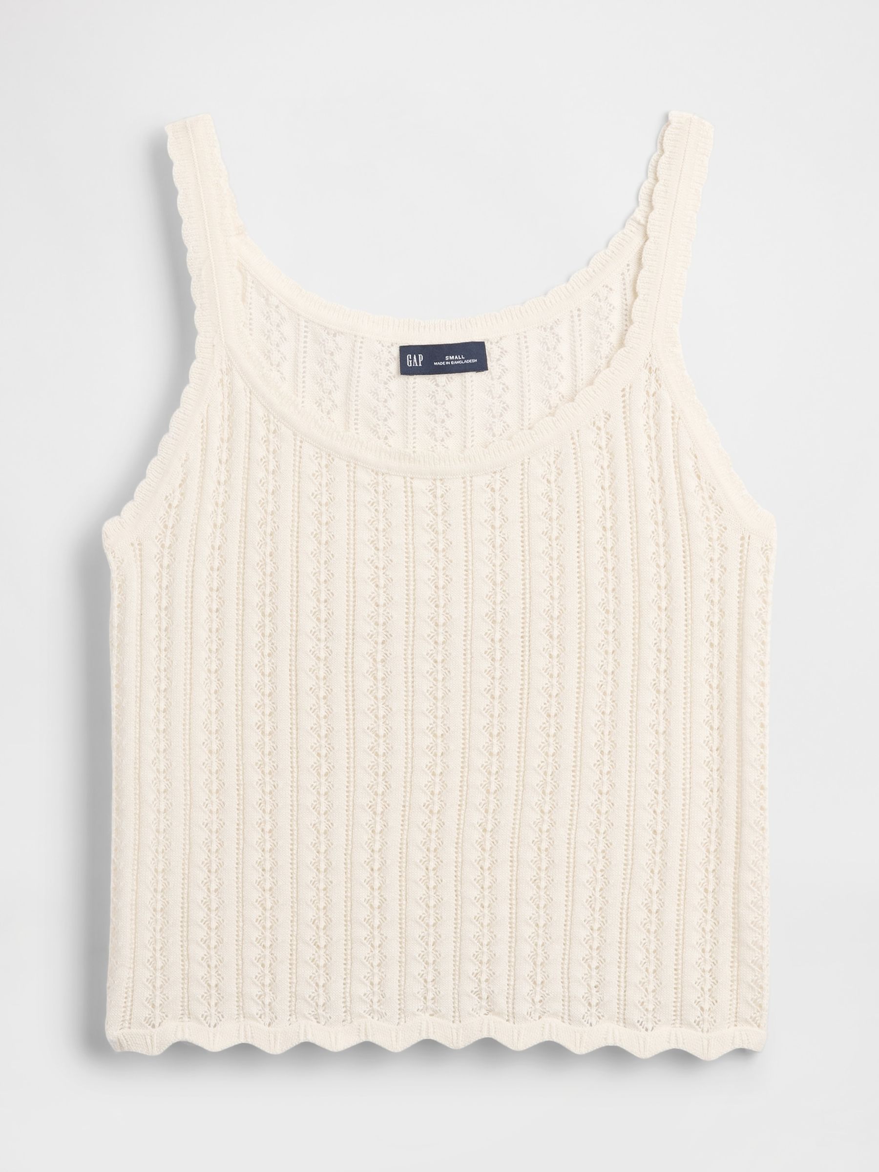 White Pointelle Vest Top - Image 1 of 2 White Pointelle Vest Top - Image 1 of 2