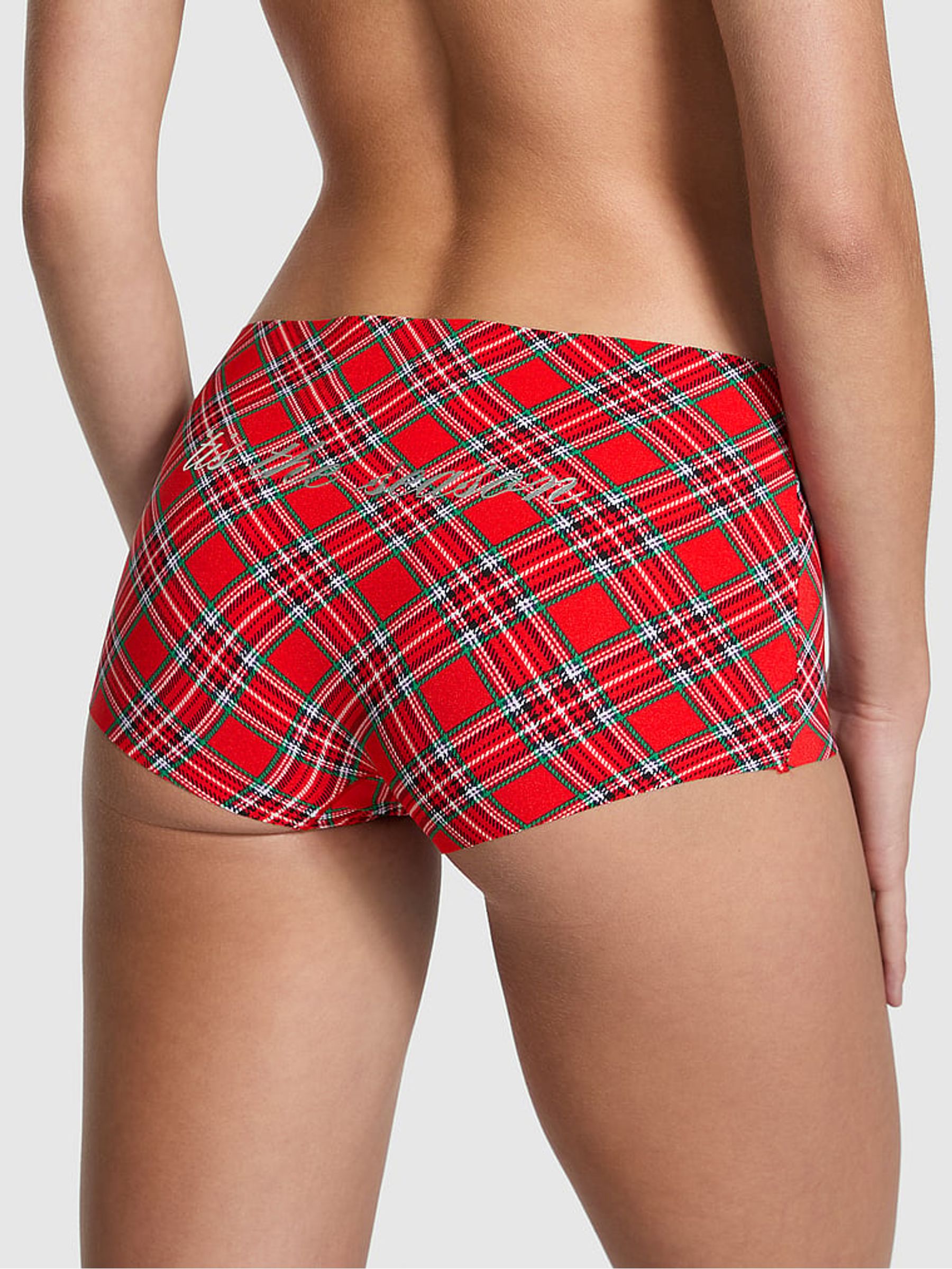 Red Christmas Tartan Short No Show Knickers - Image 2 of 2