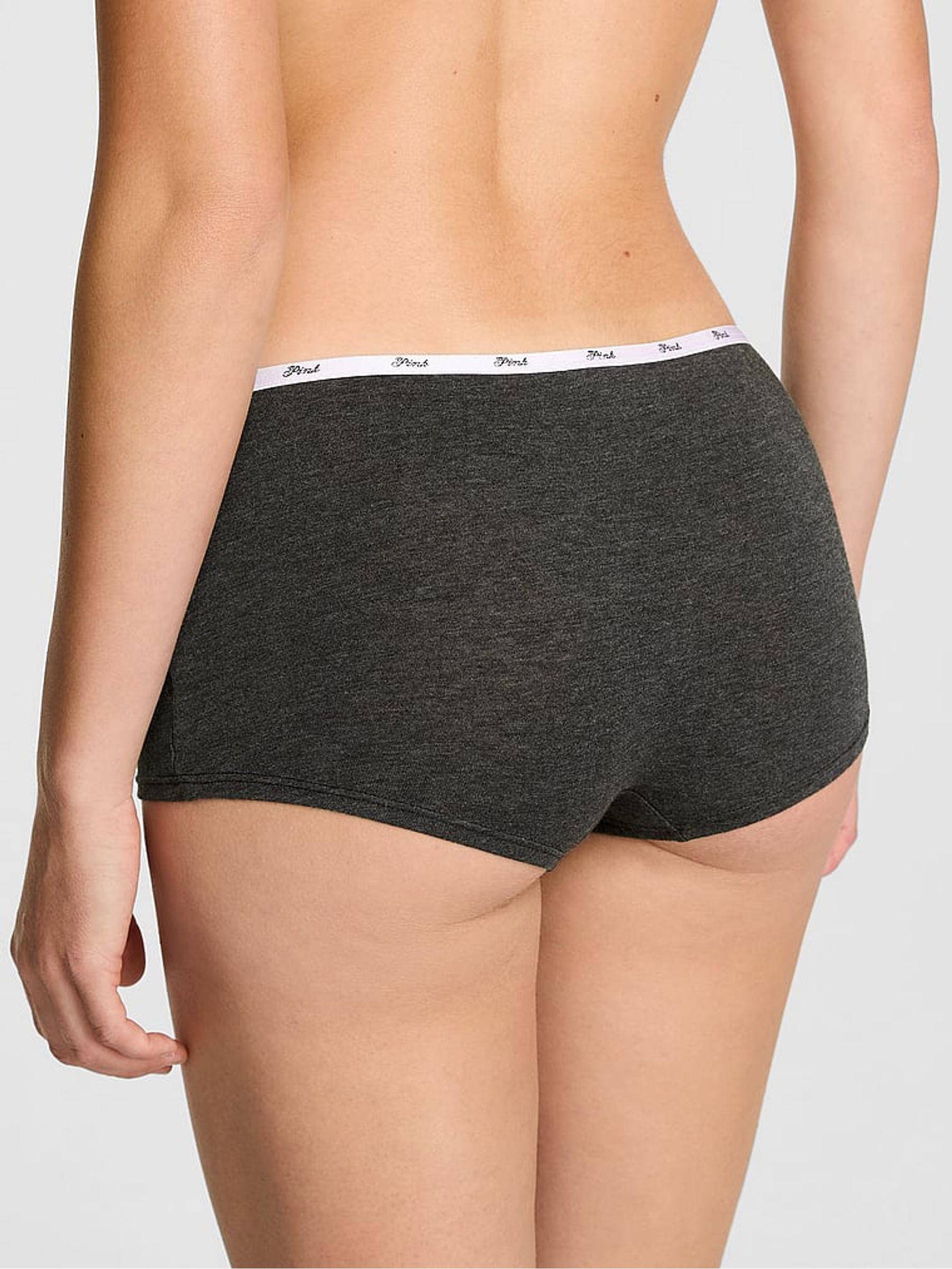 Charcoal Heather Grey Short Cotton Mini Logo Knickers - Image 2 of 3