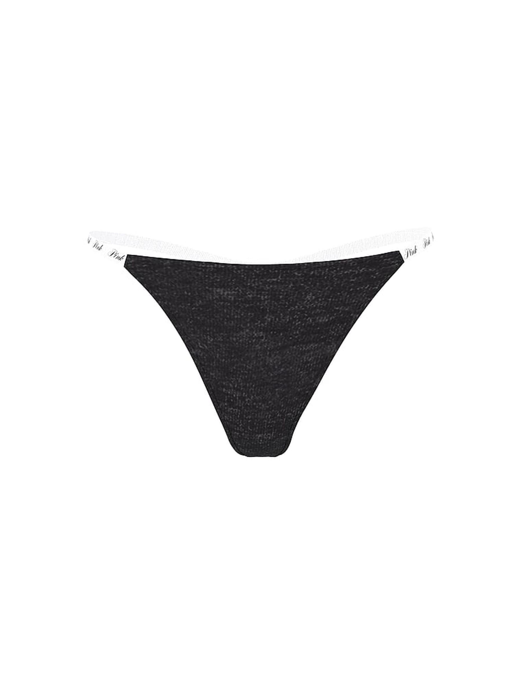 Charcoal Heather Grey Thong Cotton Mini Logo Knickers - Image 3 of 3