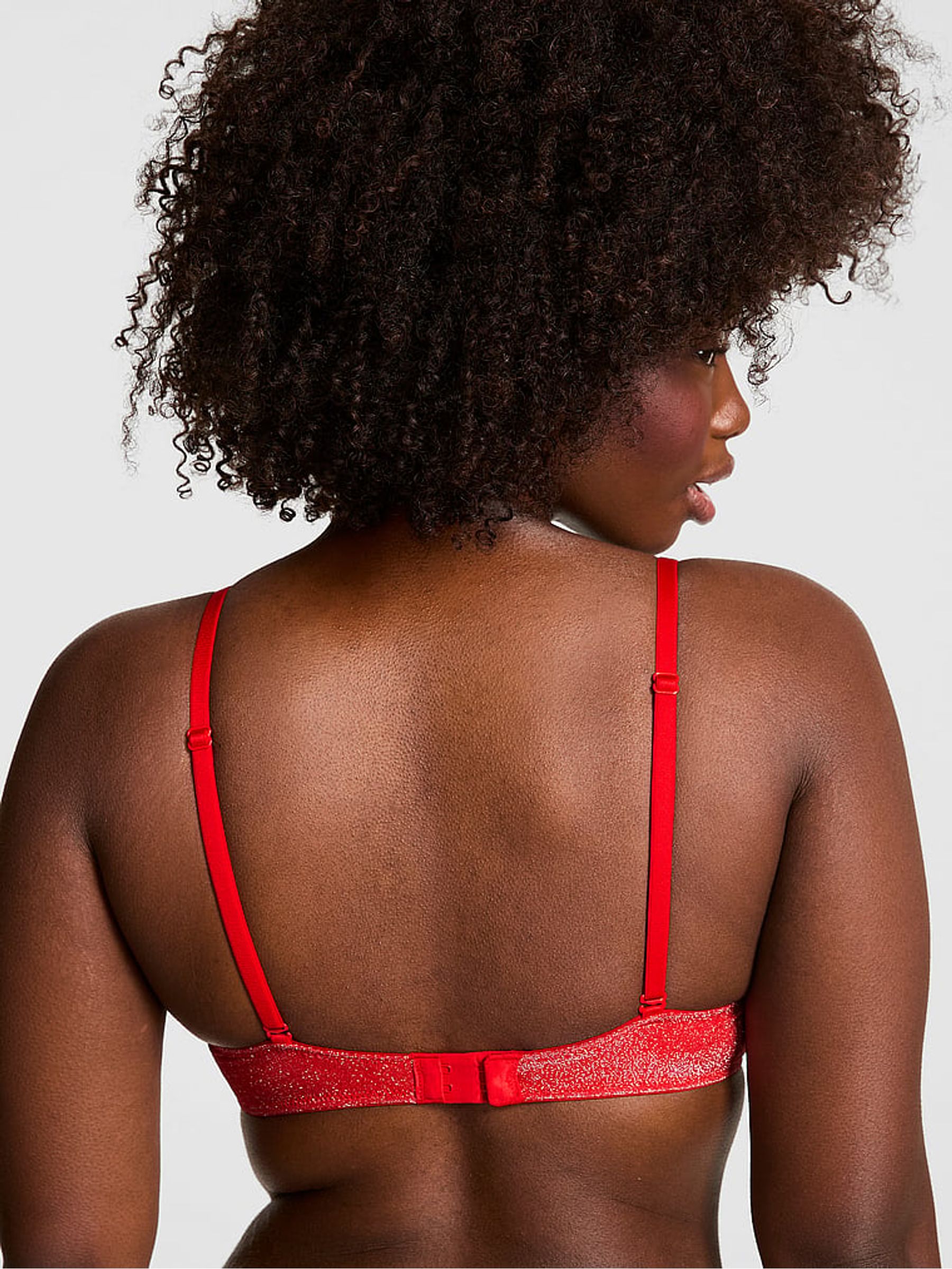 Bright Vermillion Red Shine Non Wired Push Up Bra - Image 2 of 2
