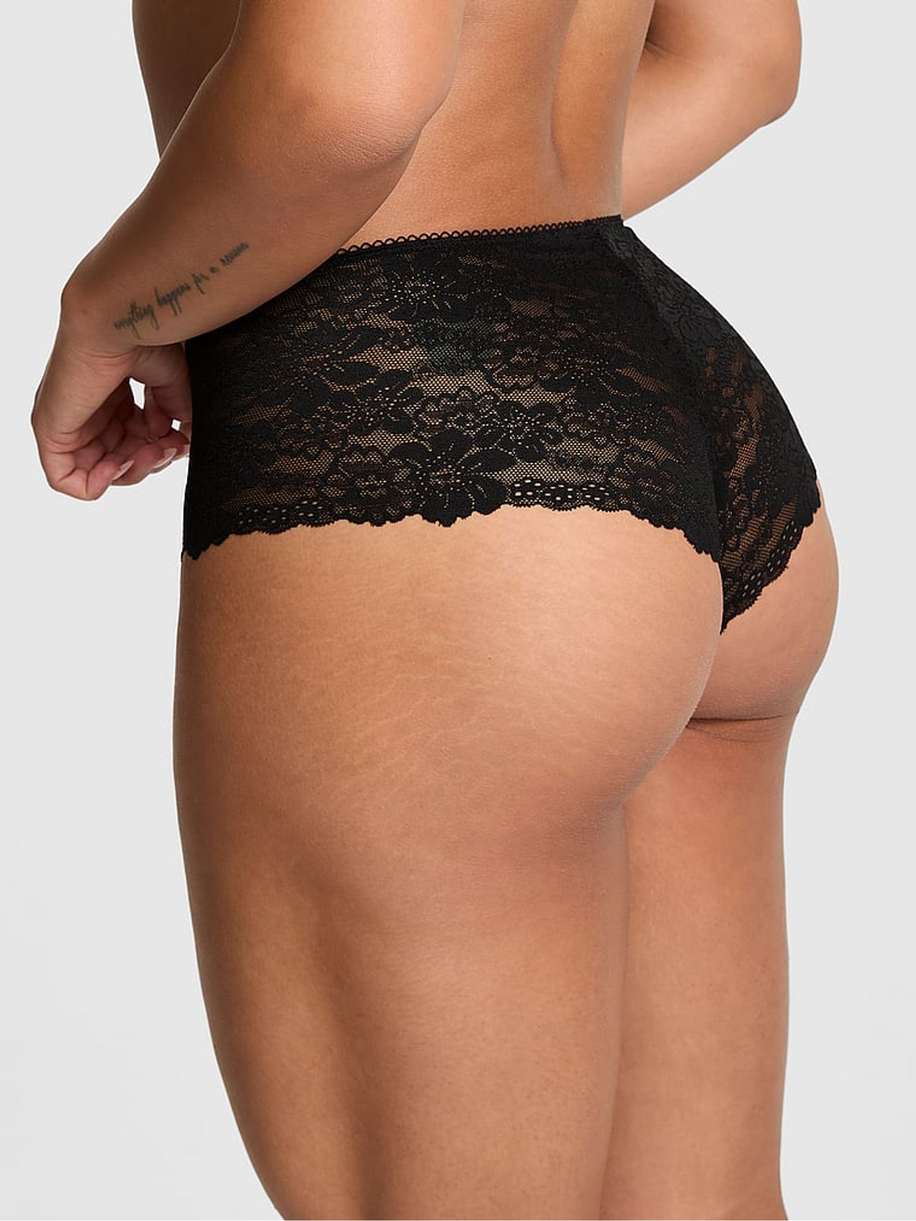 Black Logo Jaquard Cheeky No Show Lace Trim Knickers - Image 2 of 2