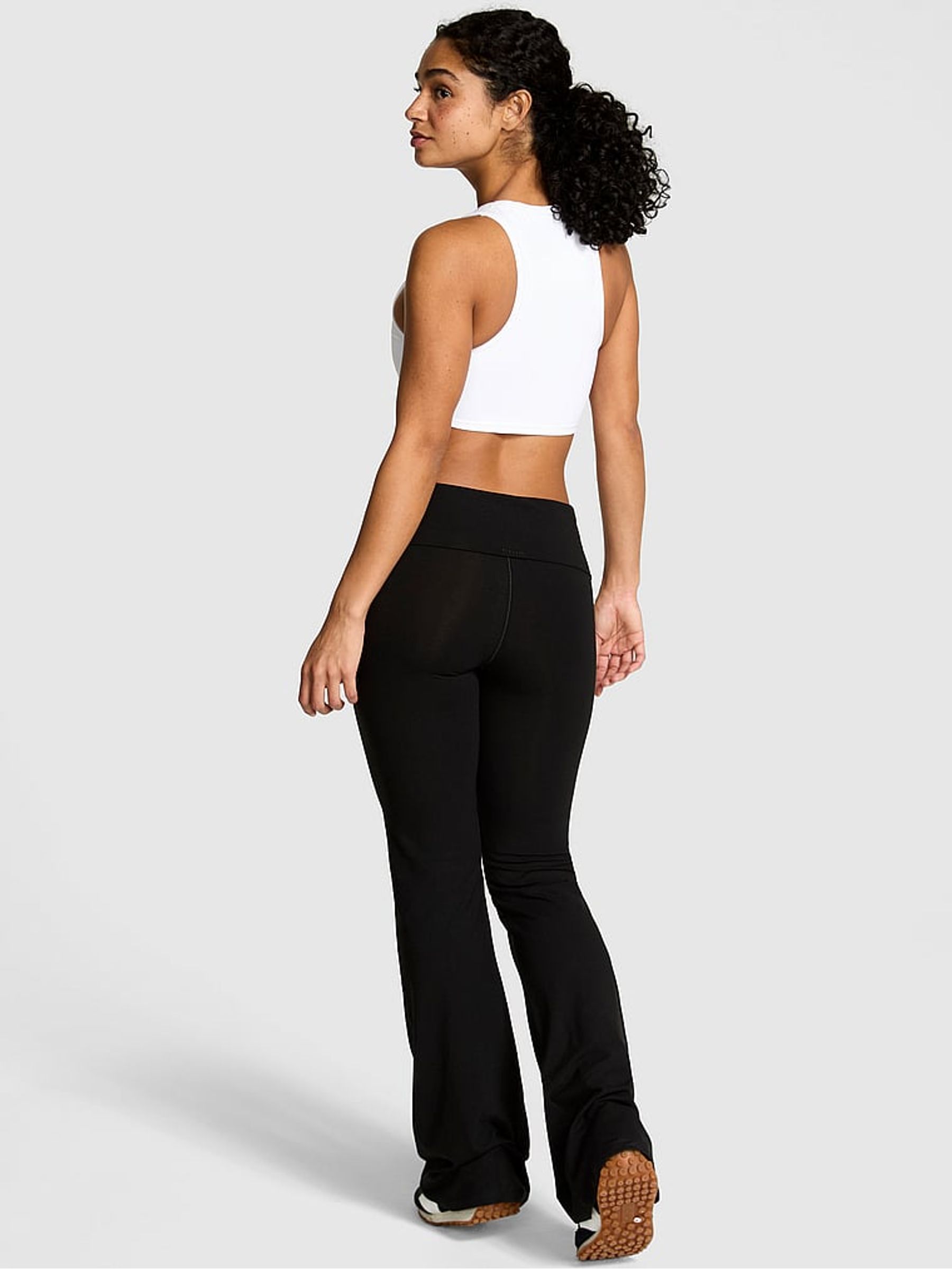 Pure Black Foldover Flares Leggings - Image 2 of 2 Pure Black Foldover Flares Leggings - Image 2 of 2