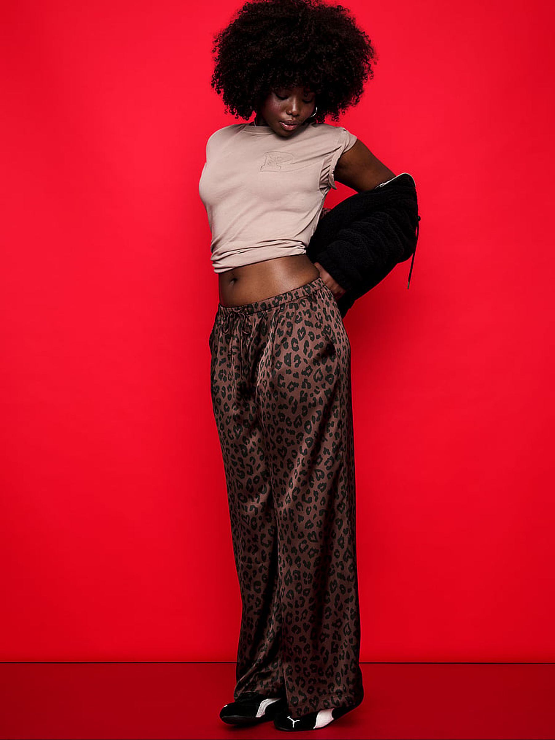 Ganache Leopard Brown Satin Trousers - Image 3 of 3