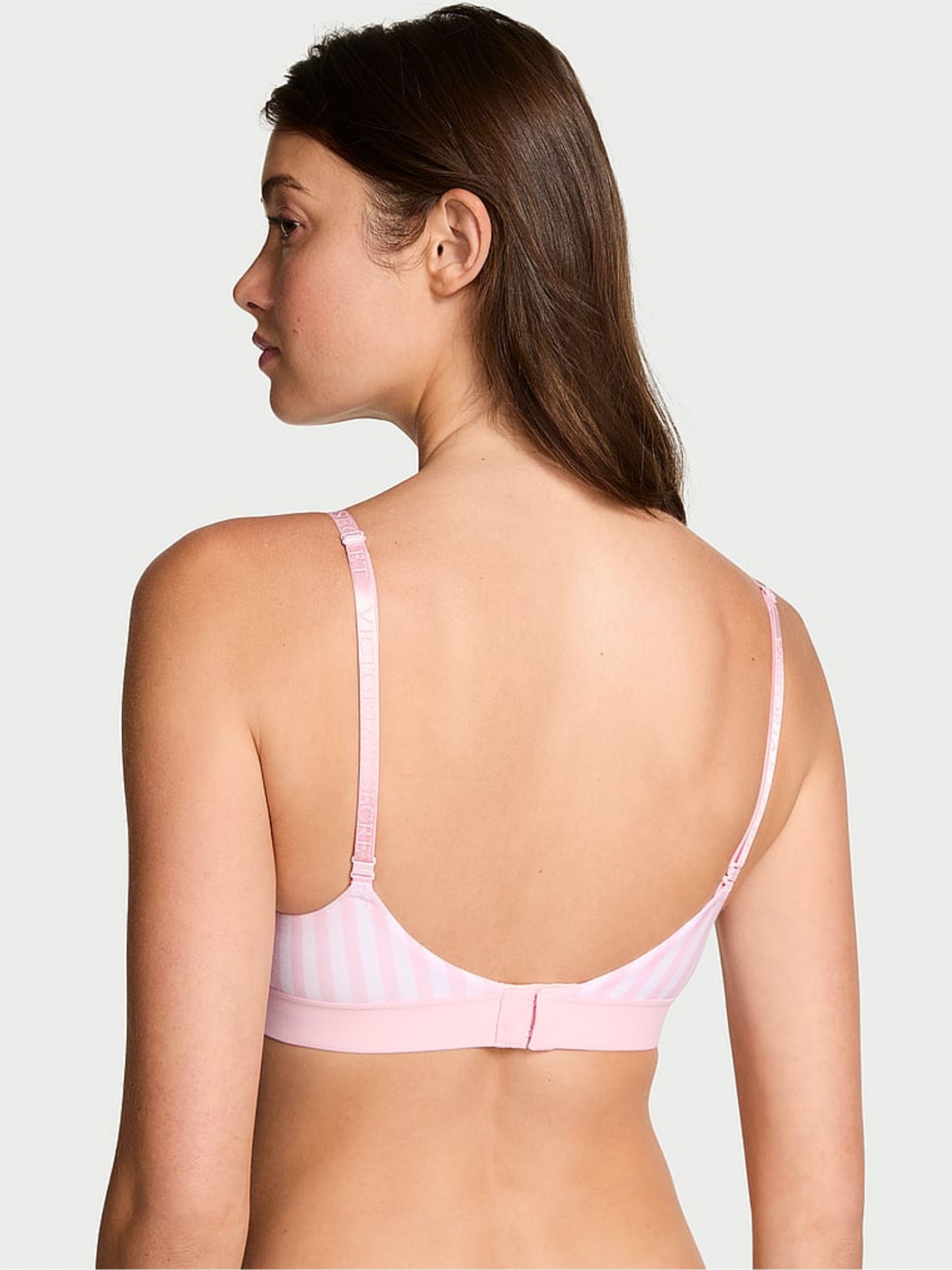 Pink Stripe Lightly Lined Full Cup Logo Shine Patch Bra - Image 2 of 3