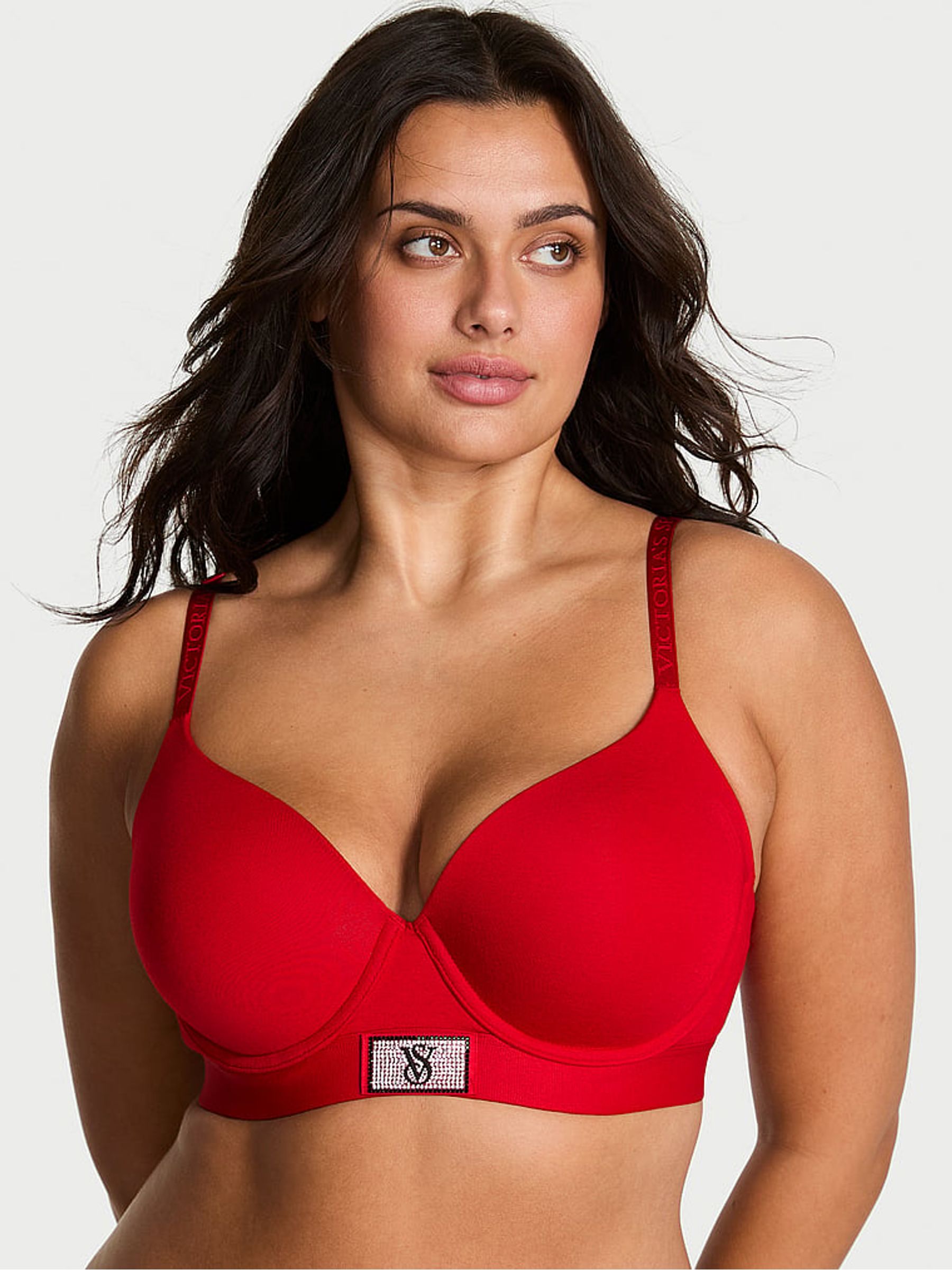Lipstick Red Lightly Lined Demi Logo Shine Patch Bra - Image 1 of 3