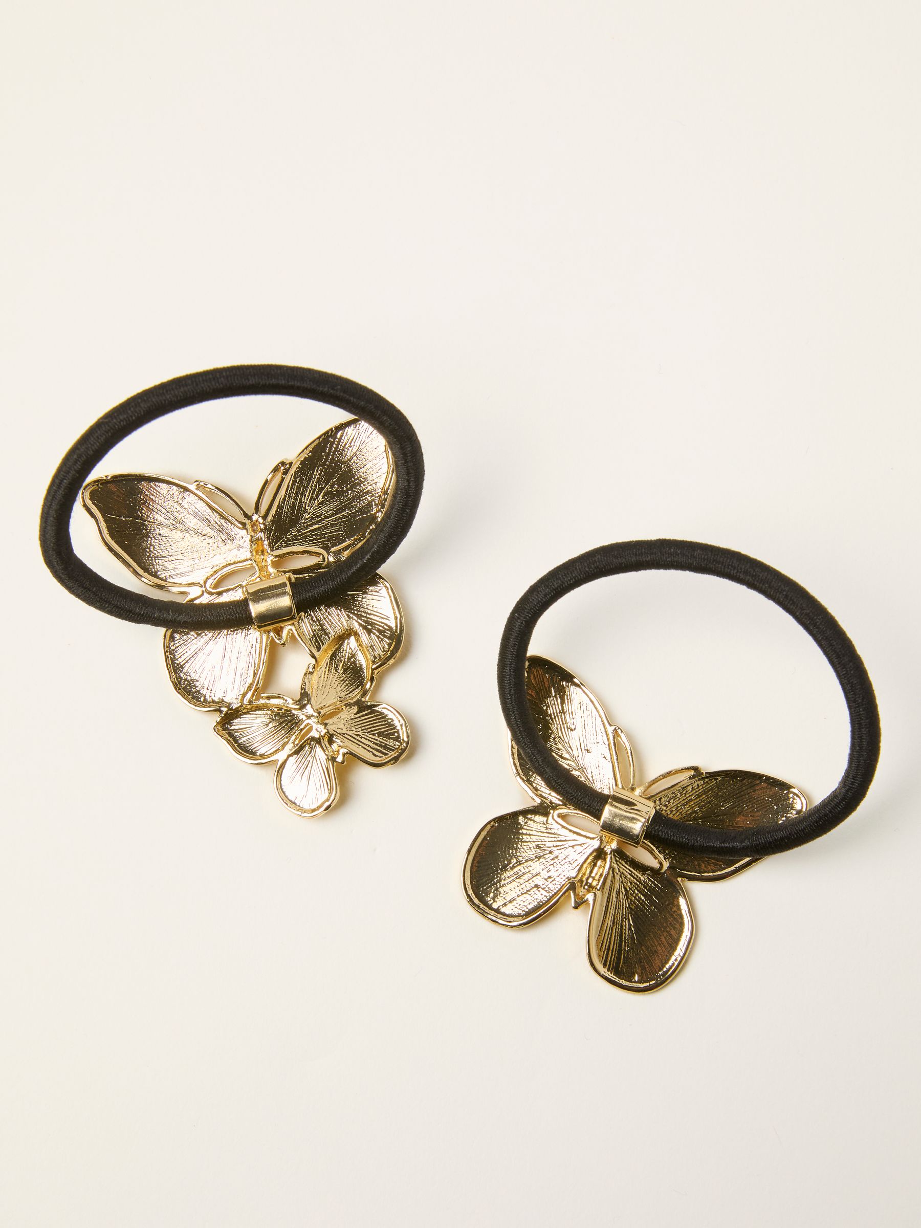 Gold Tone 2 Pack Metal Butterfly Hair Ties - Image 2 of 2
