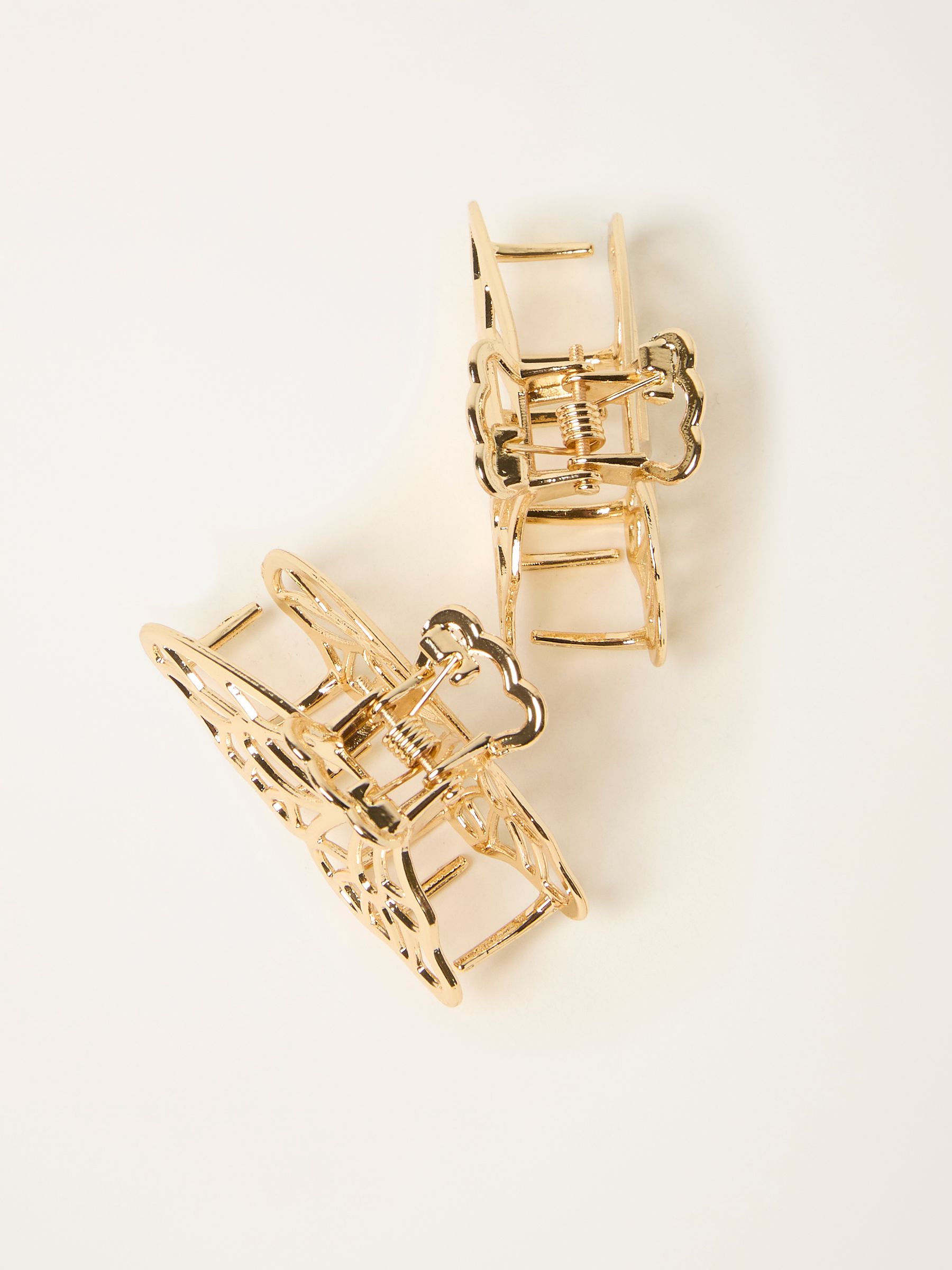 Gold Tone 2 Pack Metal Butterfly Claw Clips - Image 2 of 2