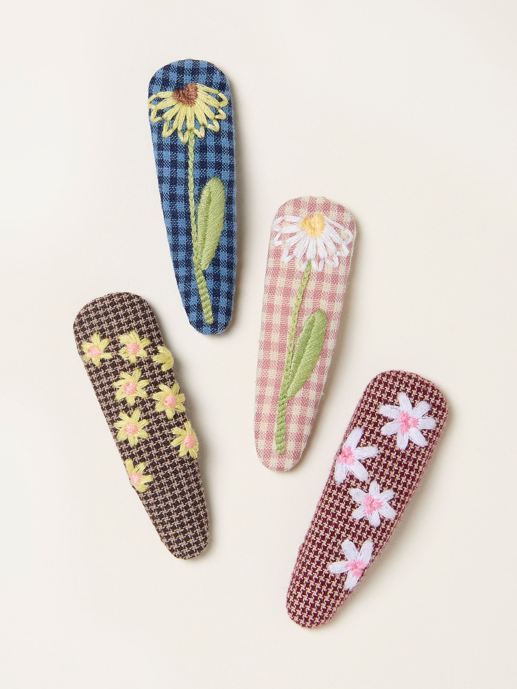 Multi 4 Pack Embroidered Hair Slides - Image 1 of 2