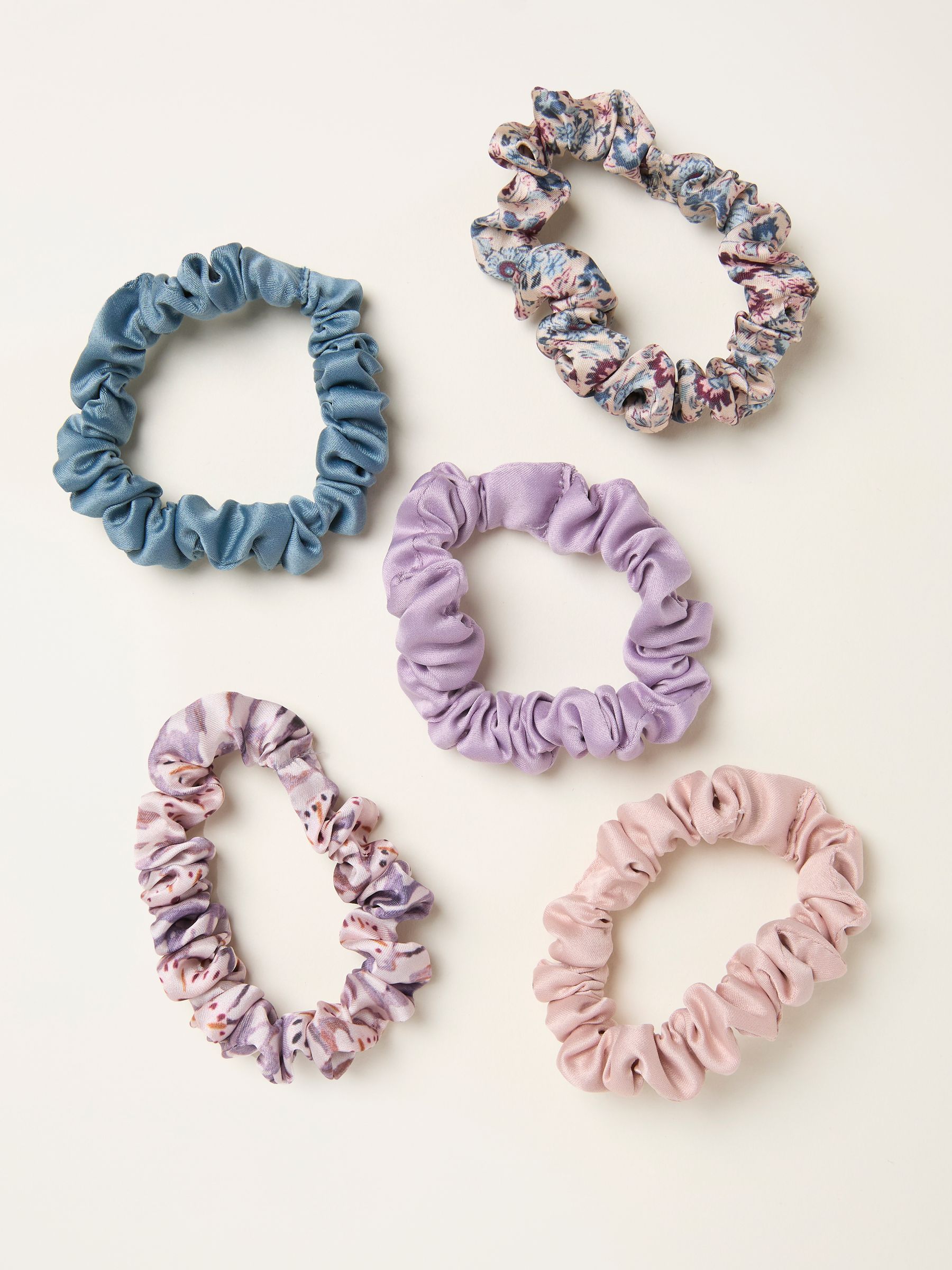 Purple 5 Pack Satin Scrunchies - Image 1 of 2