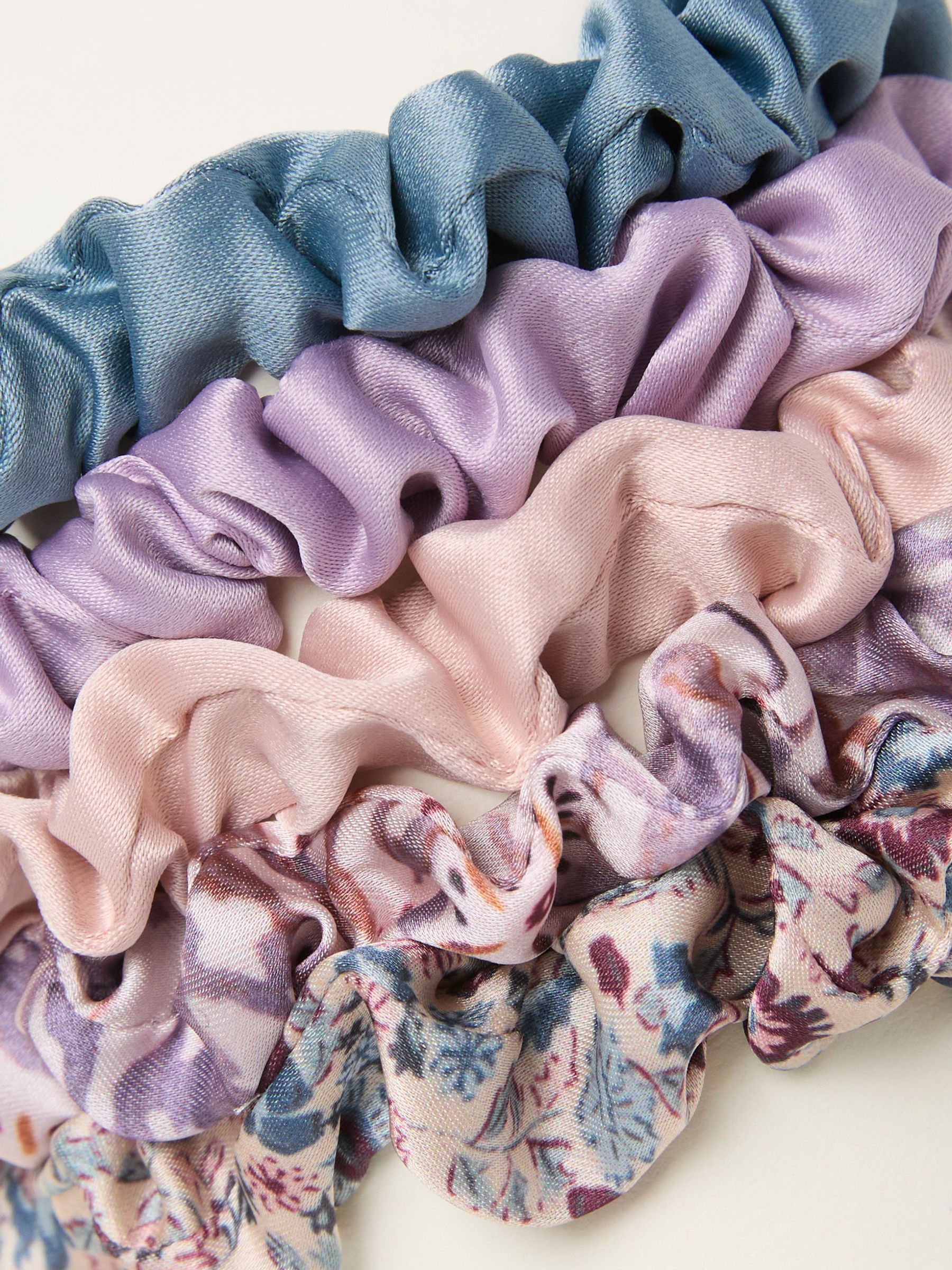 Purple 5 Pack Satin Scrunchies - Image 2 of 2