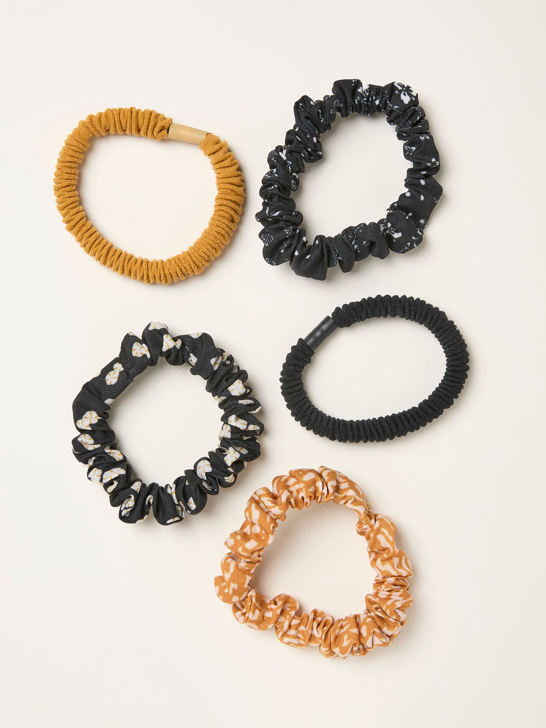 Mustard Yellow 5 Pack Sand Garden Scrunchies - Image 1 of 2