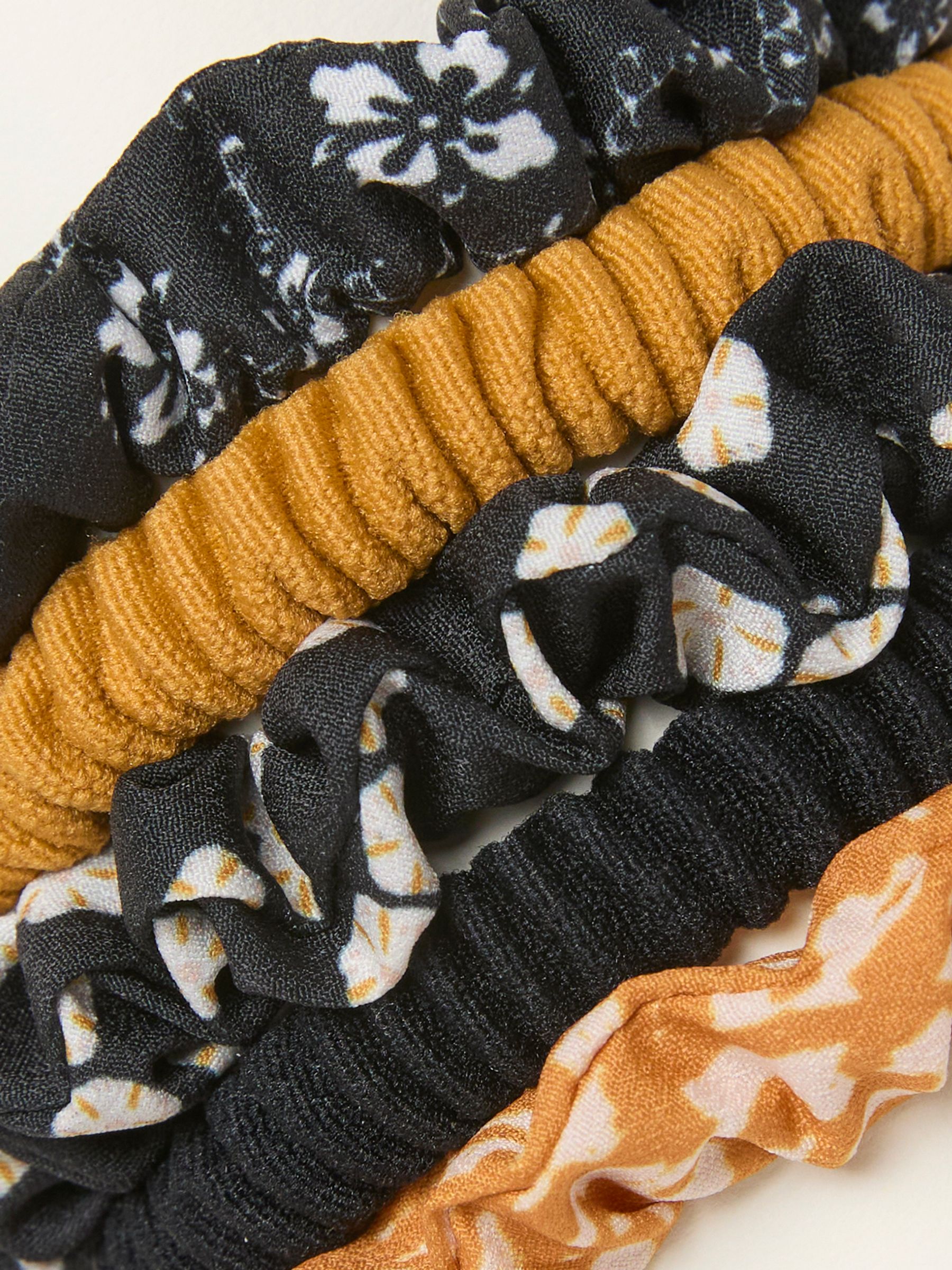 Mustard Yellow 5 Pack Sand Garden Scrunchies - Image 2 of 2