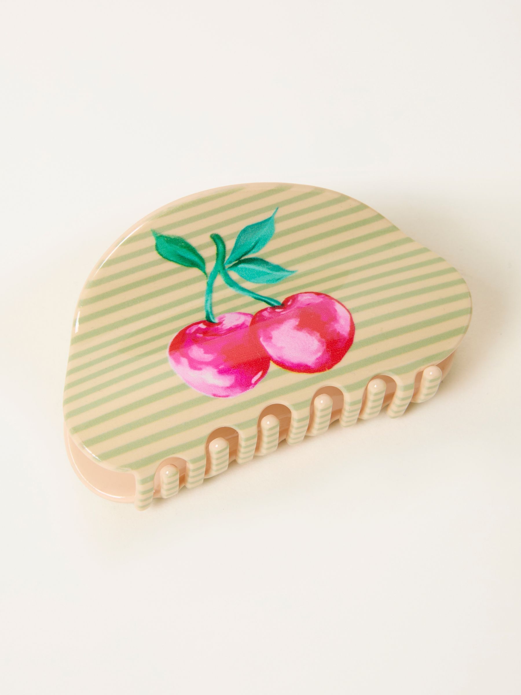 Green Stripe Cherry Claw Clip - Image 1 of 2