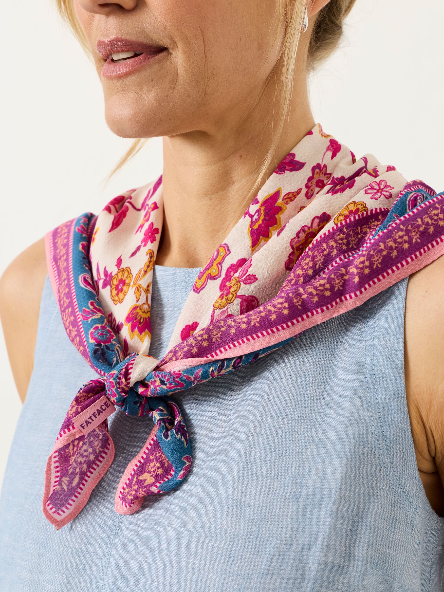 Pink Decorative Floral Hair Scarf - Image 1 of 4