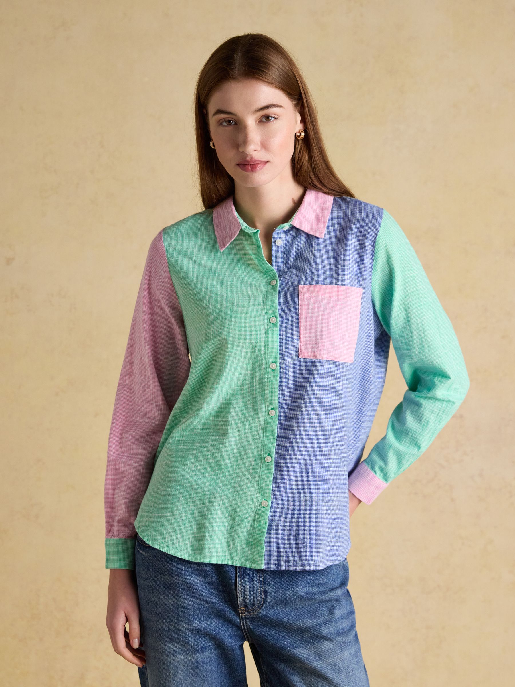 Ida Hotch Potch Puppytooth Long Sleeve Cotton Shirt - Image 1 of 8