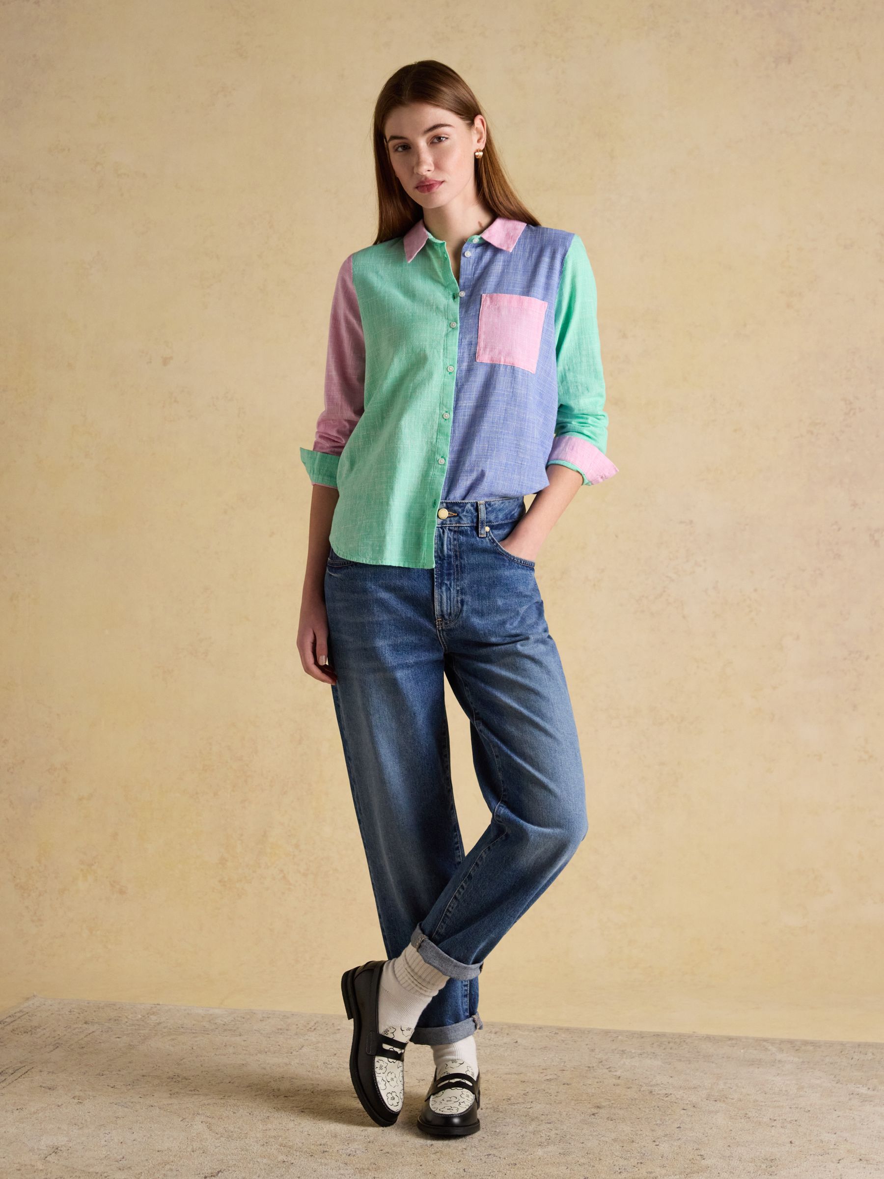 Ida Hotch Potch Puppytooth Long Sleeve Cotton Shirt - Image 3 of 8