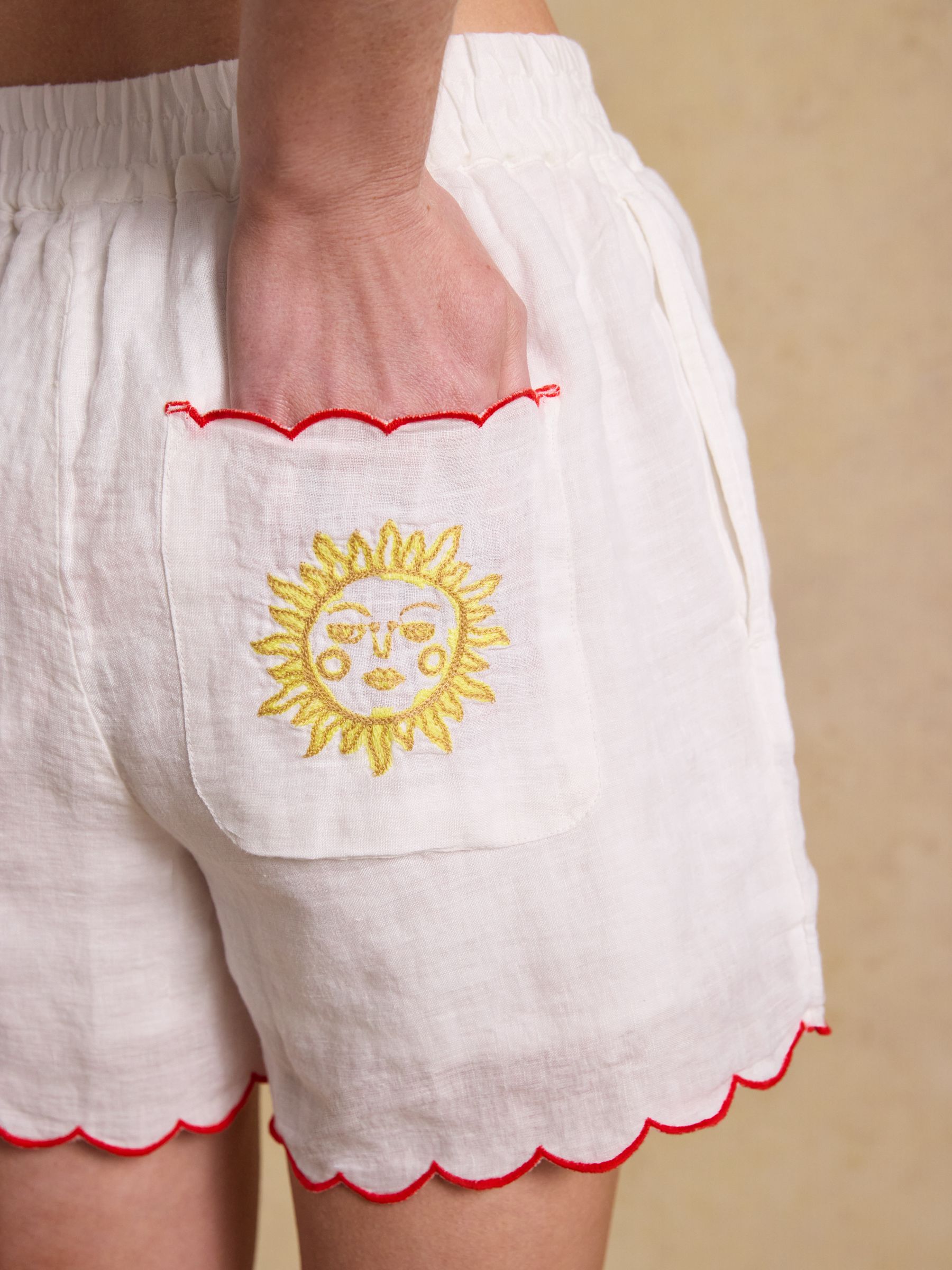 Orla White Embroidered Linen Short - Image 5 of 8