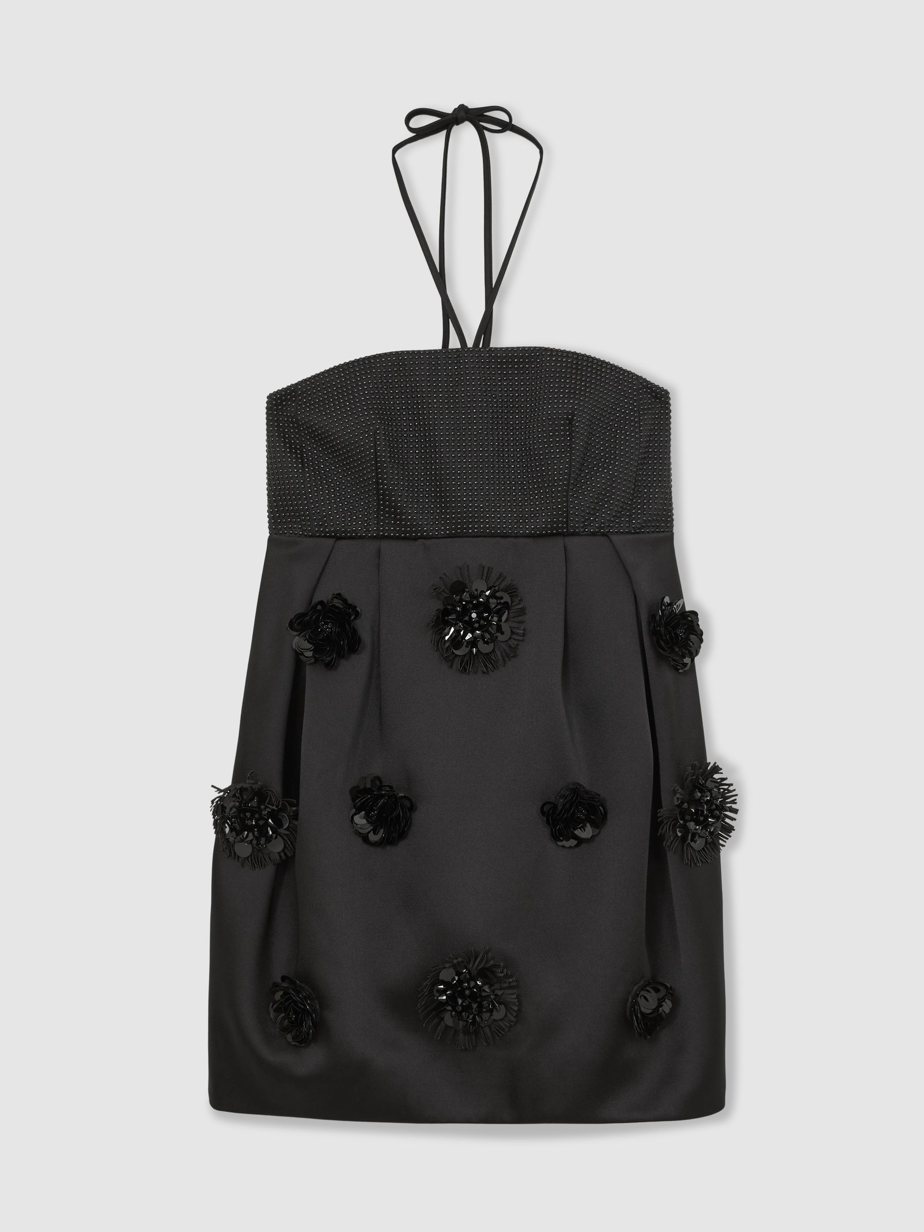 Atelier Satin Embellished Corset Dress in Black - Image 2 of 7