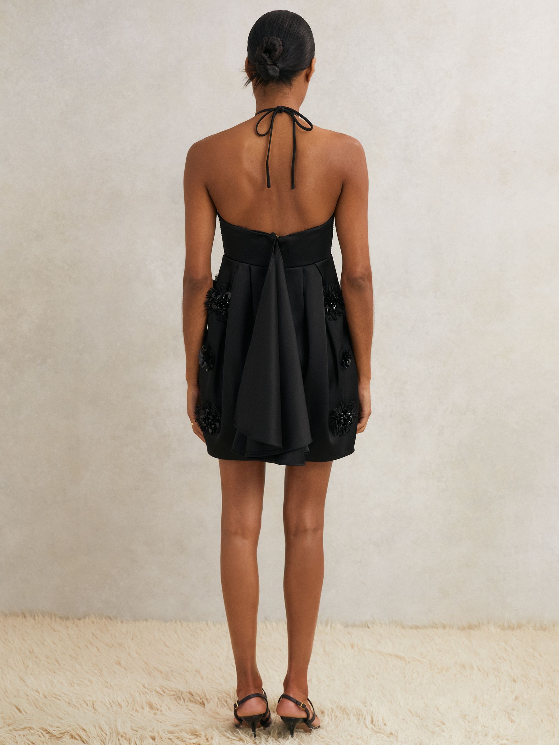 Atelier Satin Embellished Corset Dress in Black - Image 6 of 7