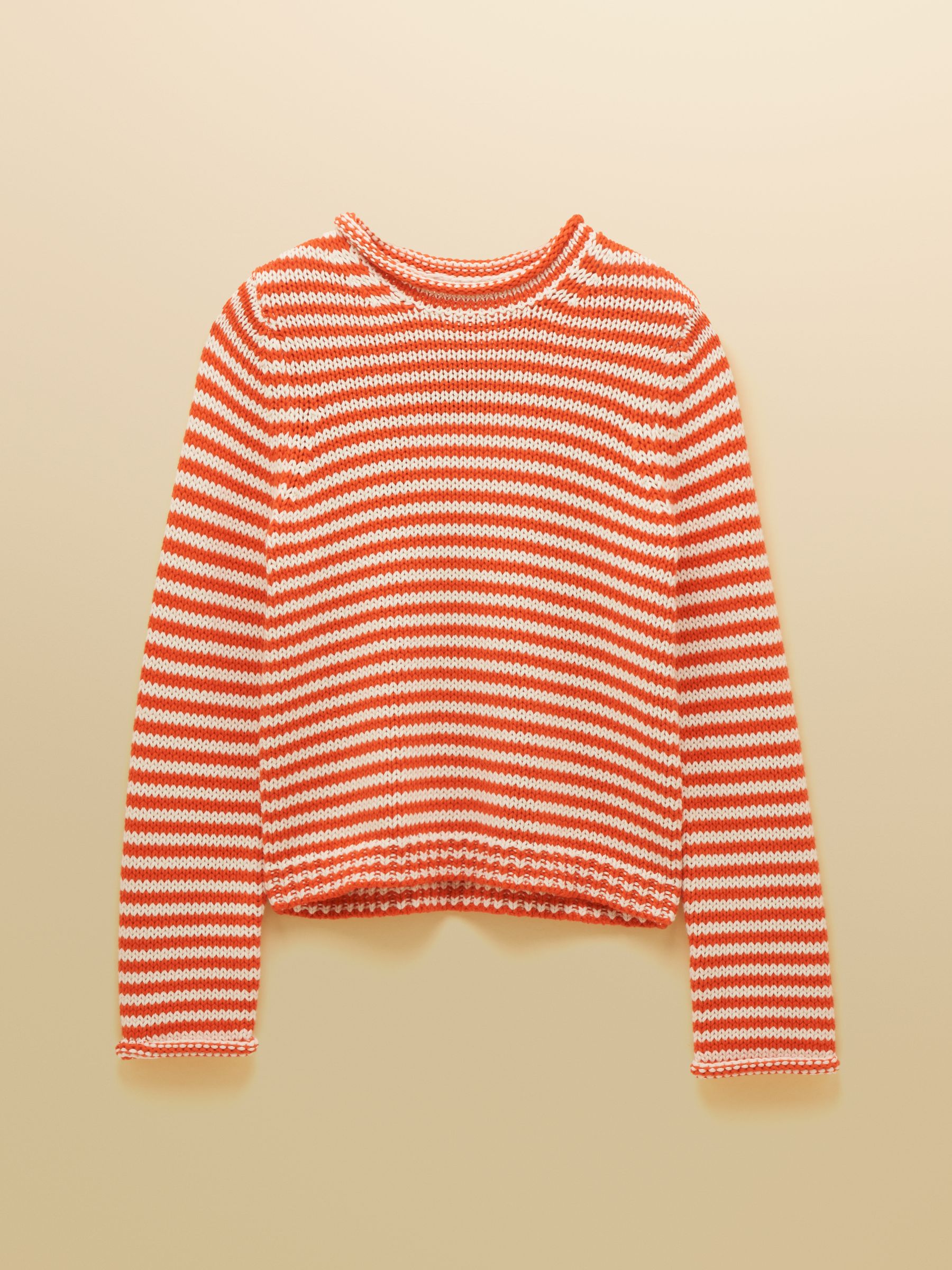 Orange & White Striped Cotton Crew Neck Jumper - Image 7 of 7