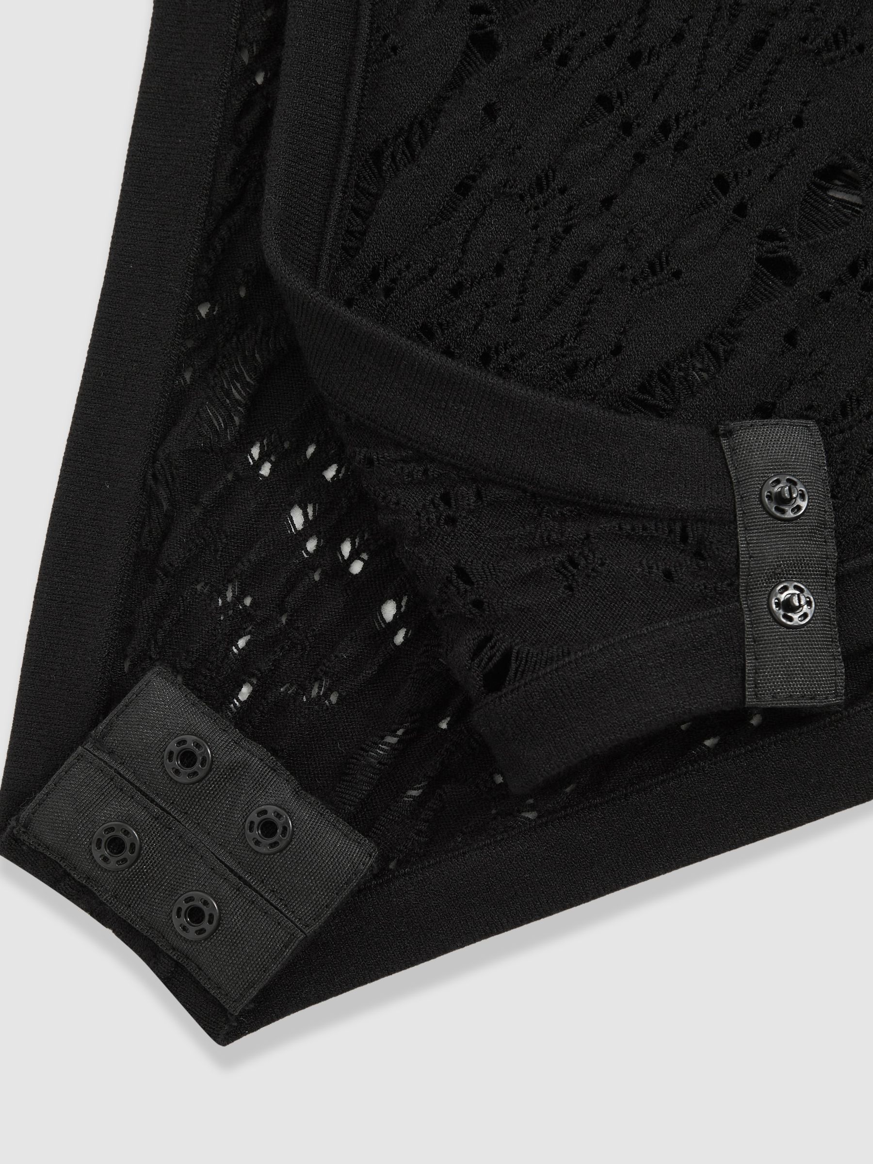 Atelier Lace-Knit Long-Sleeve Bodysuit in Black - Image 6 of 6