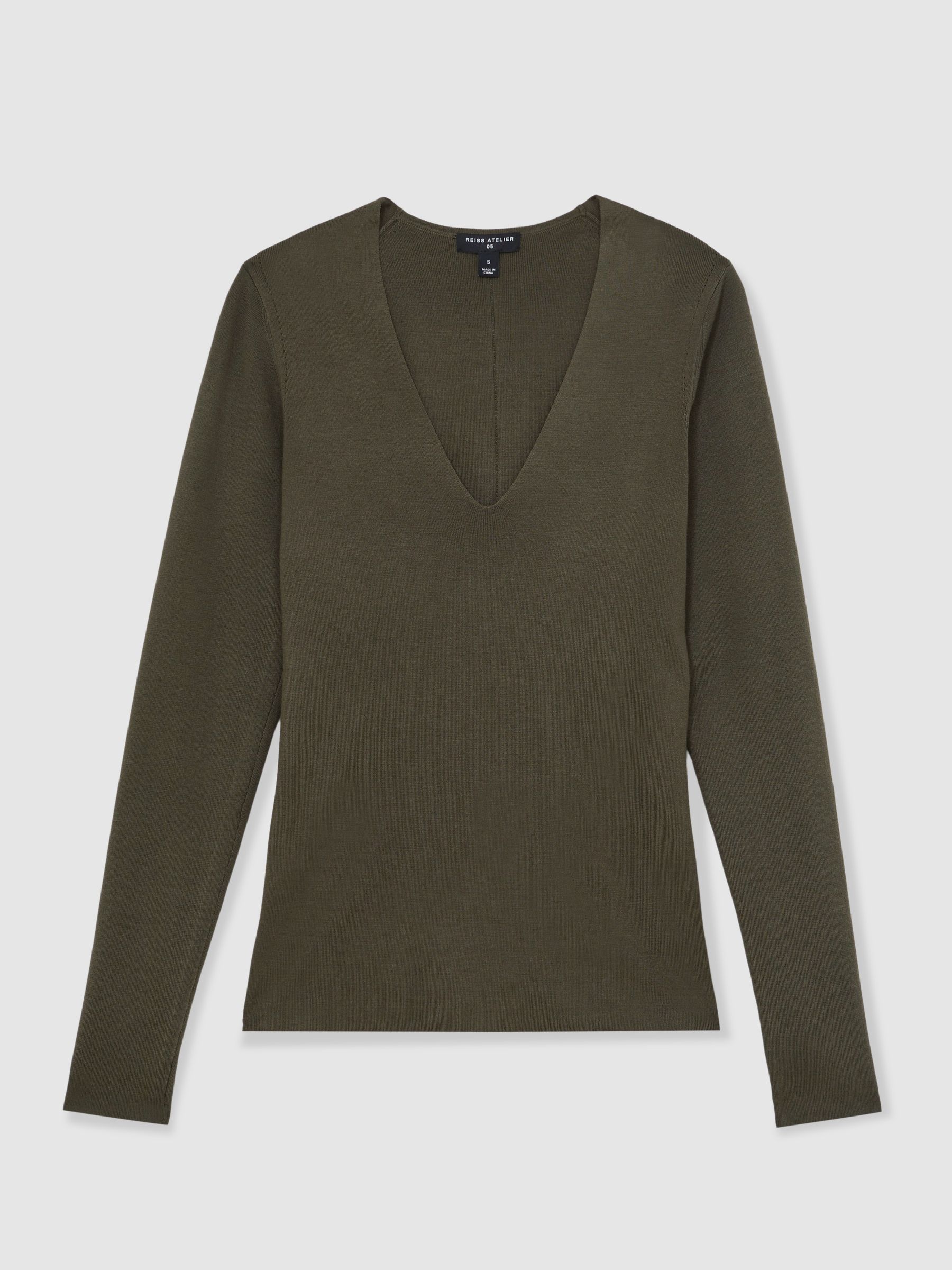 Atelier Knitted Silk-Blend Top in Khaki - Image 2 of 6