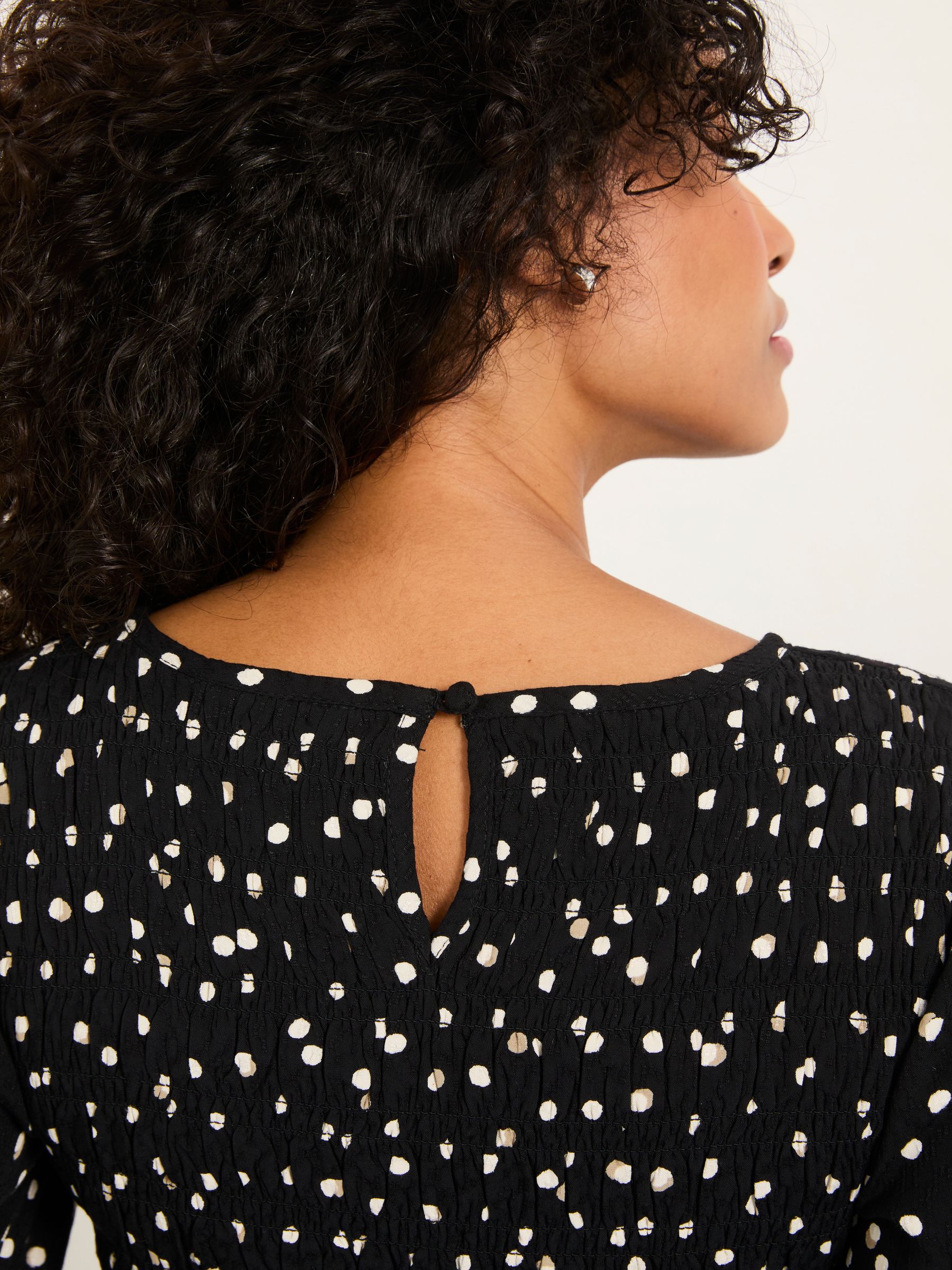 Mabel Black Polka Dot Petite Midi Dress - Image 6 of 6