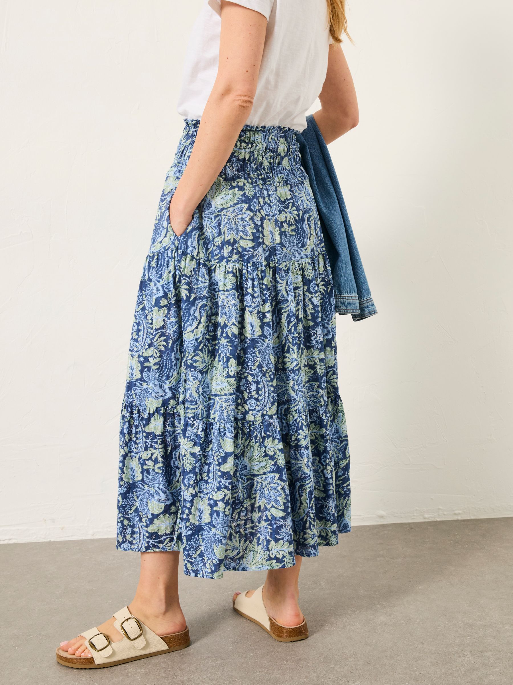 Billy Navy Woodblock Bloom Midi Skirt - Image 2 of 6