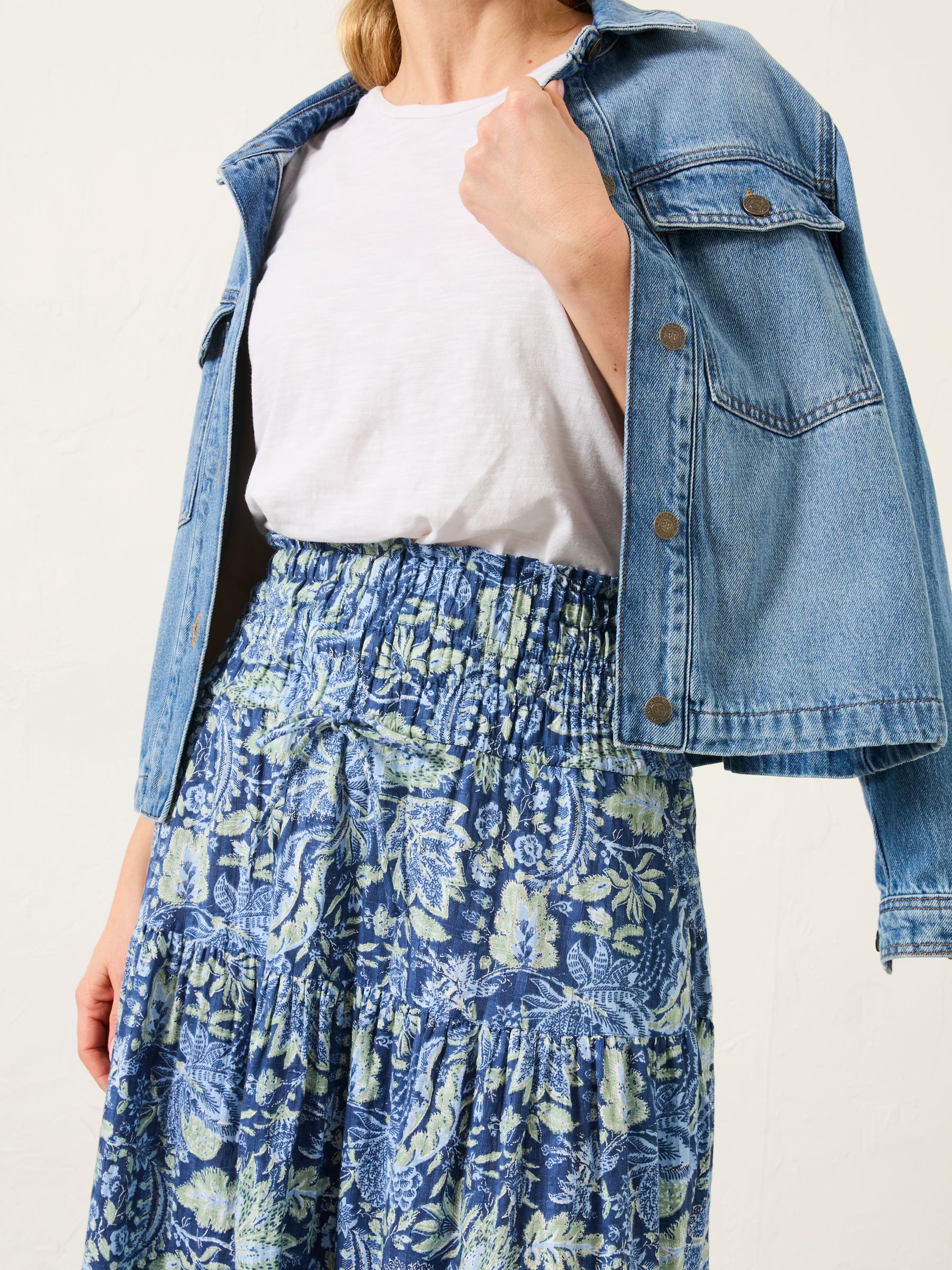 Billy Navy Woodblock Bloom Midi Skirt - Image 4 of 6