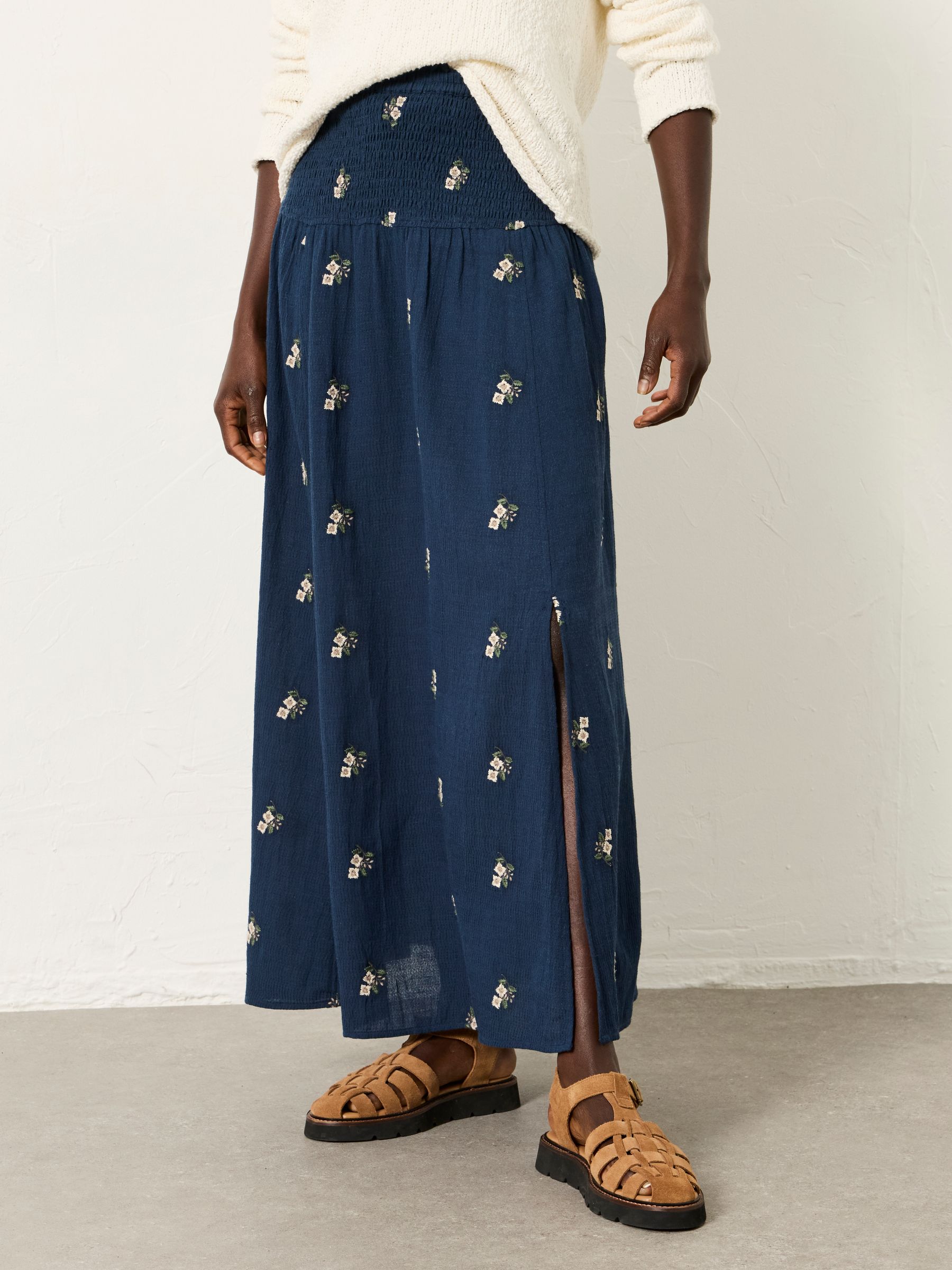 Black Harper Embroidered Midi Skirt - Image 1 of 6