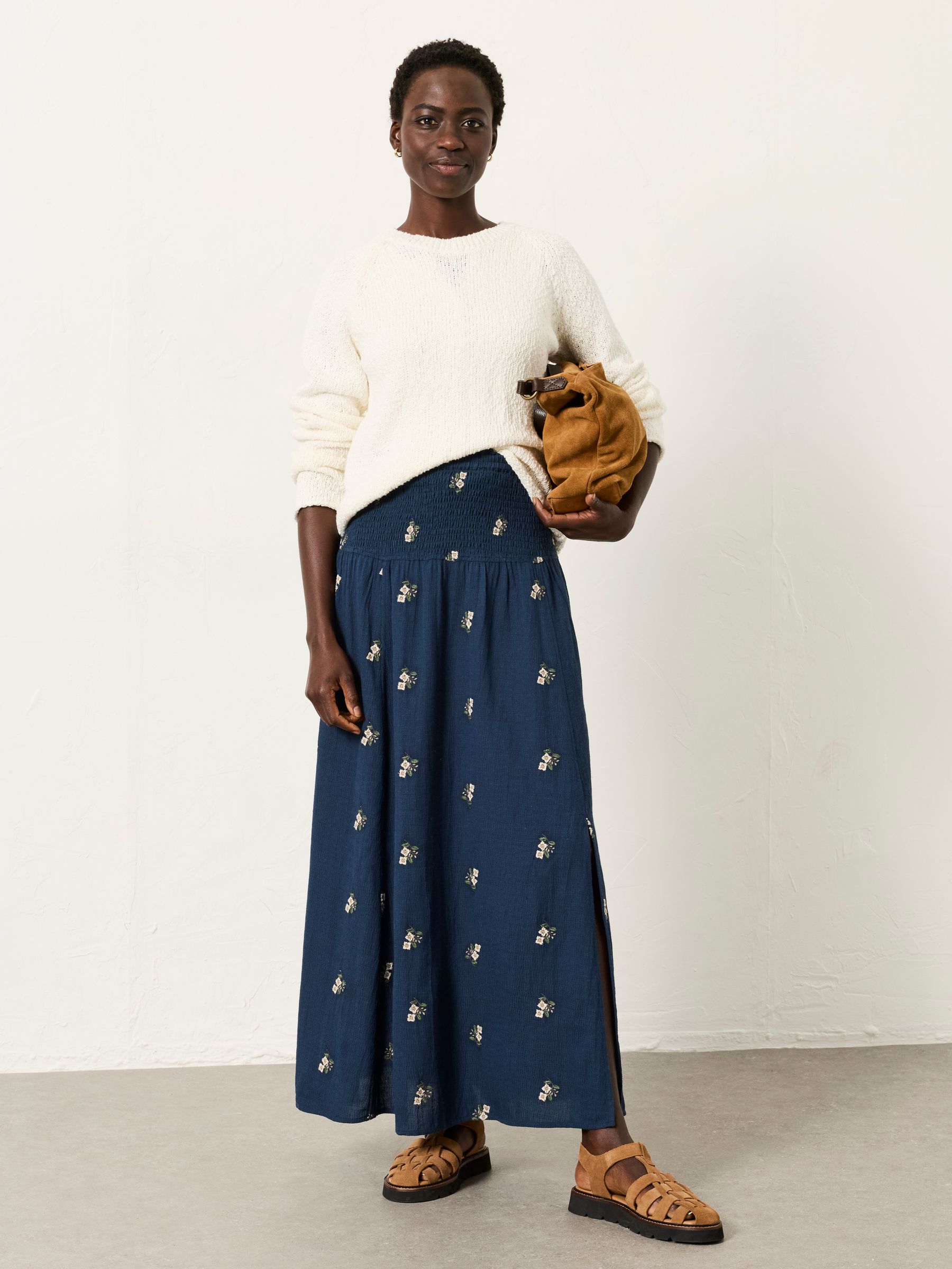 Black Harper Embroidered Midi Skirt - Image 4 of 6