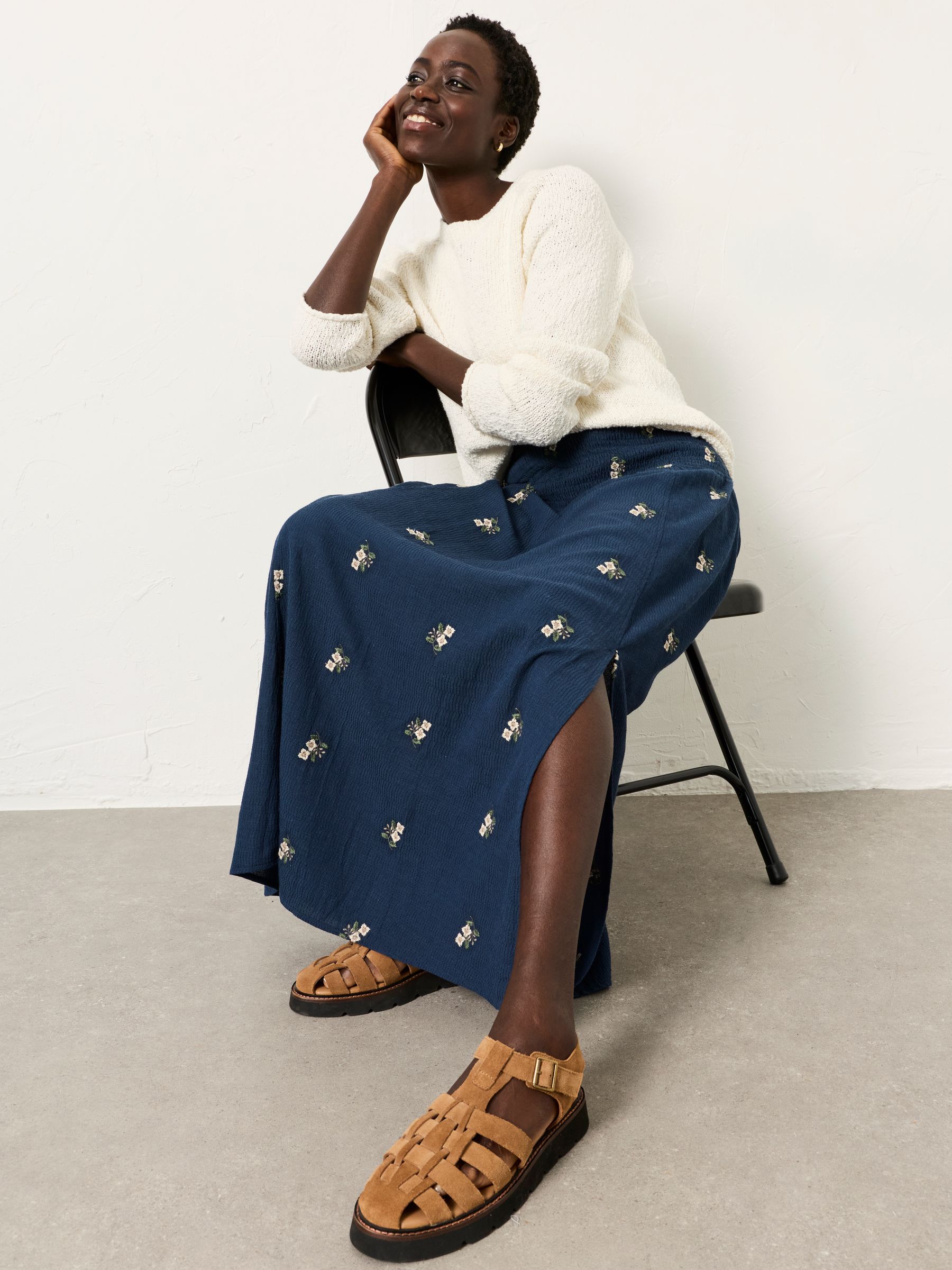 Black Harper Embroidered Midi Skirt - Image 5 of 6