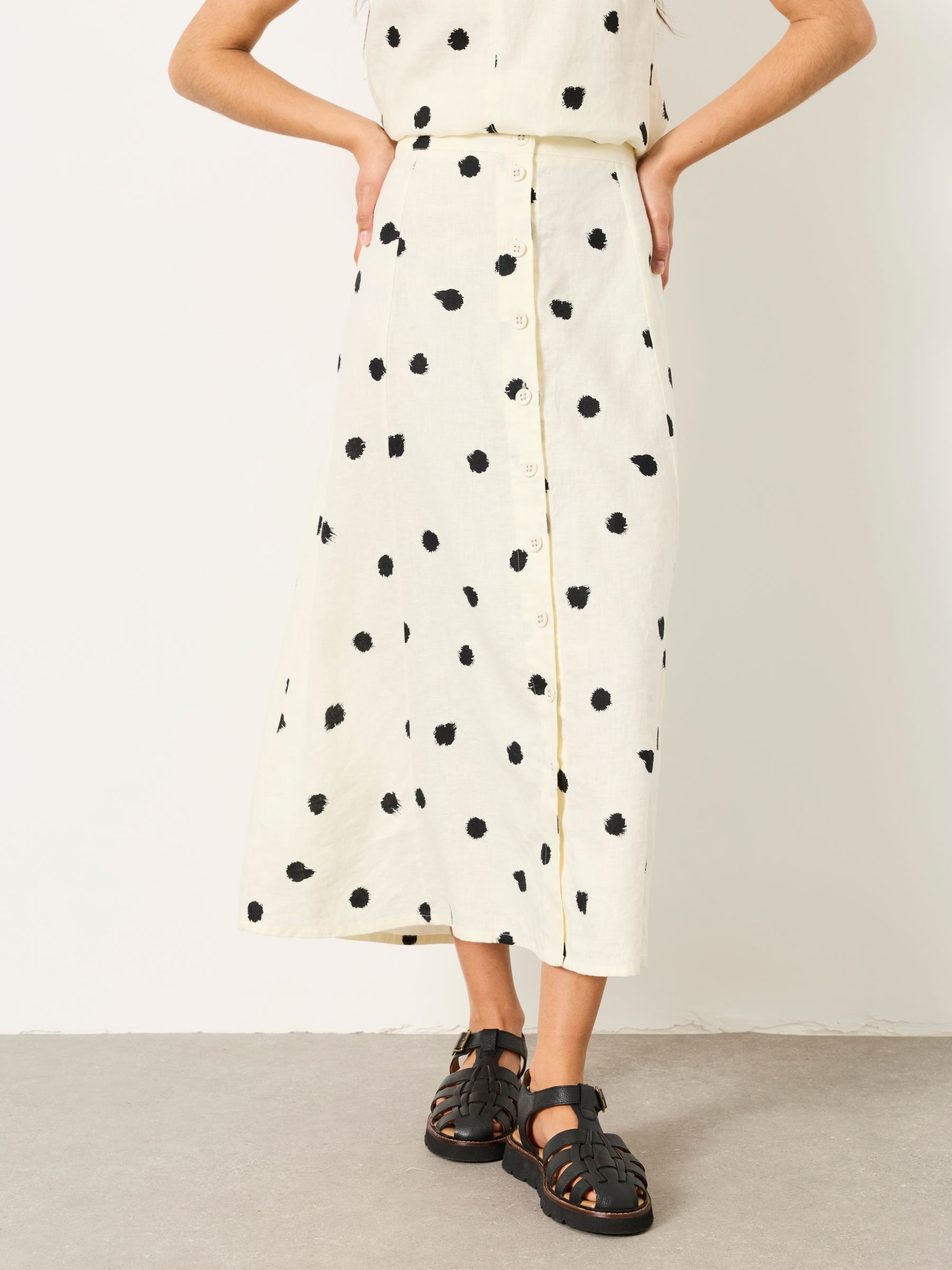 Issa Ivory Spot Midi Skirt - Image 1 of 5