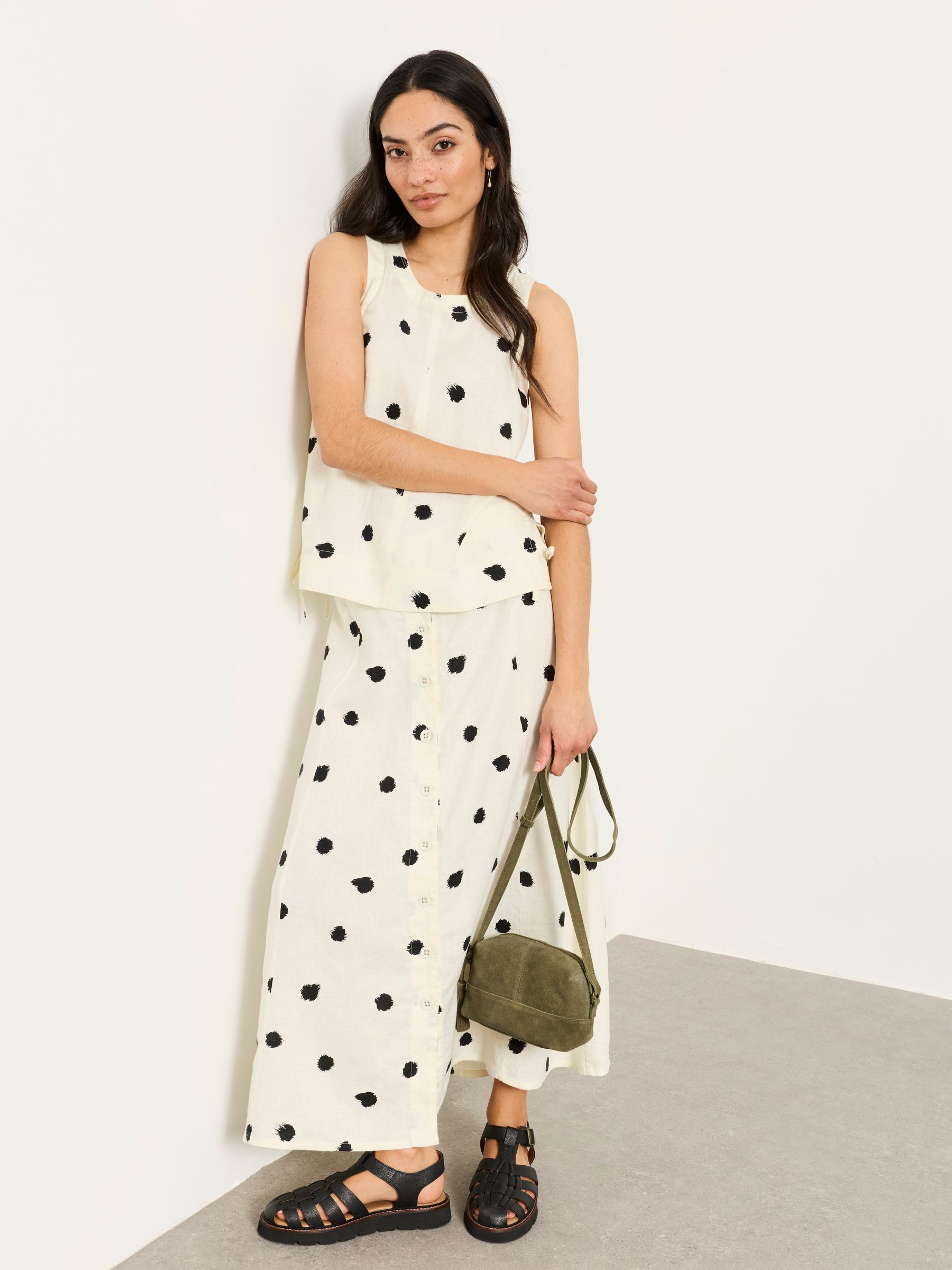Issa Ivory Spot Midi Skirt - Image 3 of 5