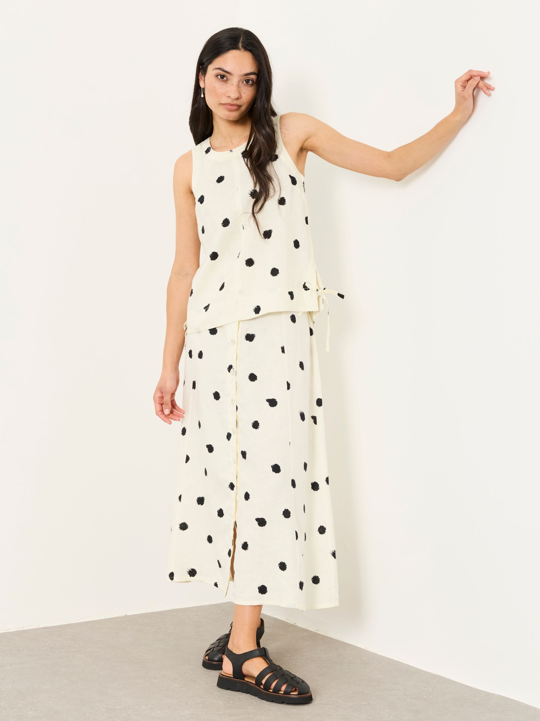 Issa Ivory Spot Midi Skirt - Image 5 of 5