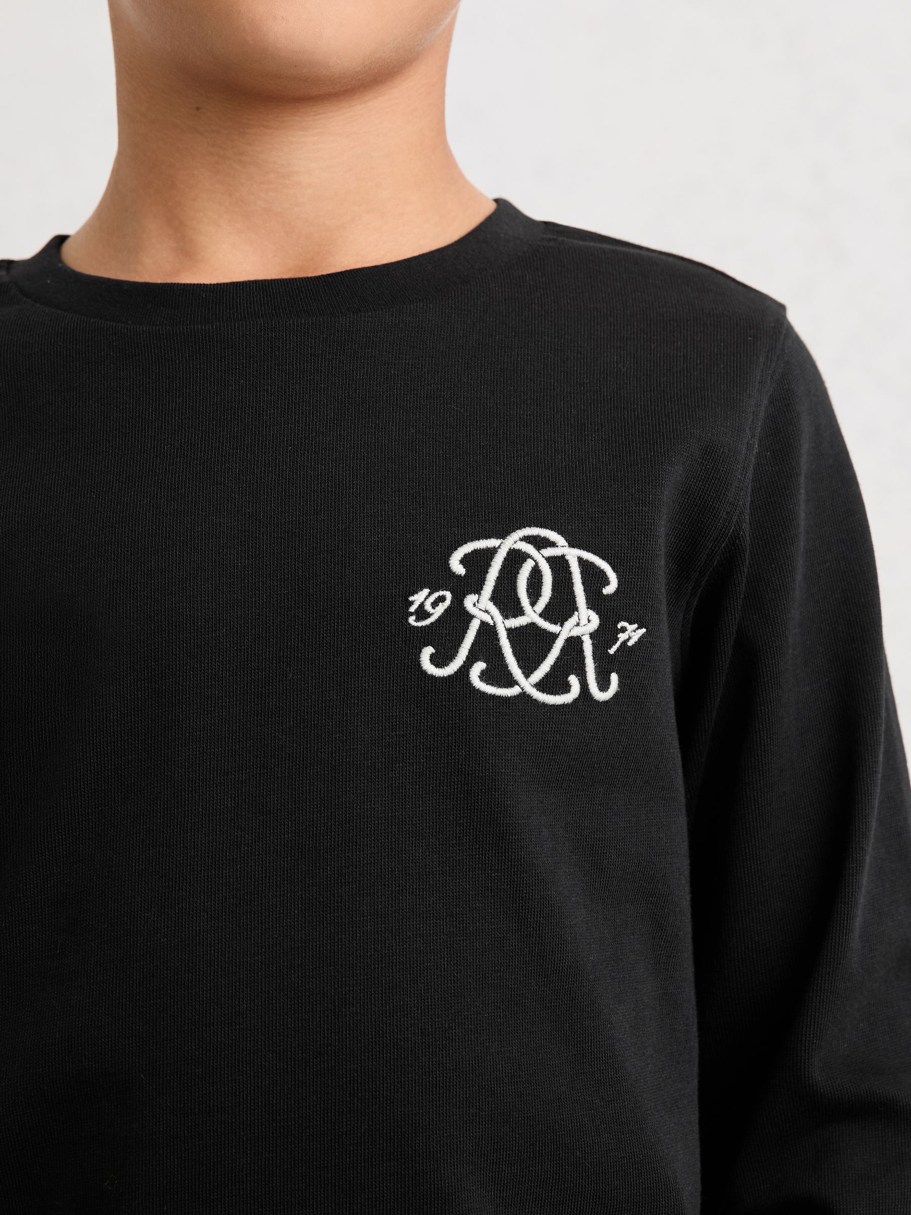 3-9 Jahre Monogramm Baumwoll-Langarm T-Shirt in Schwarz - Bild 4 von 5